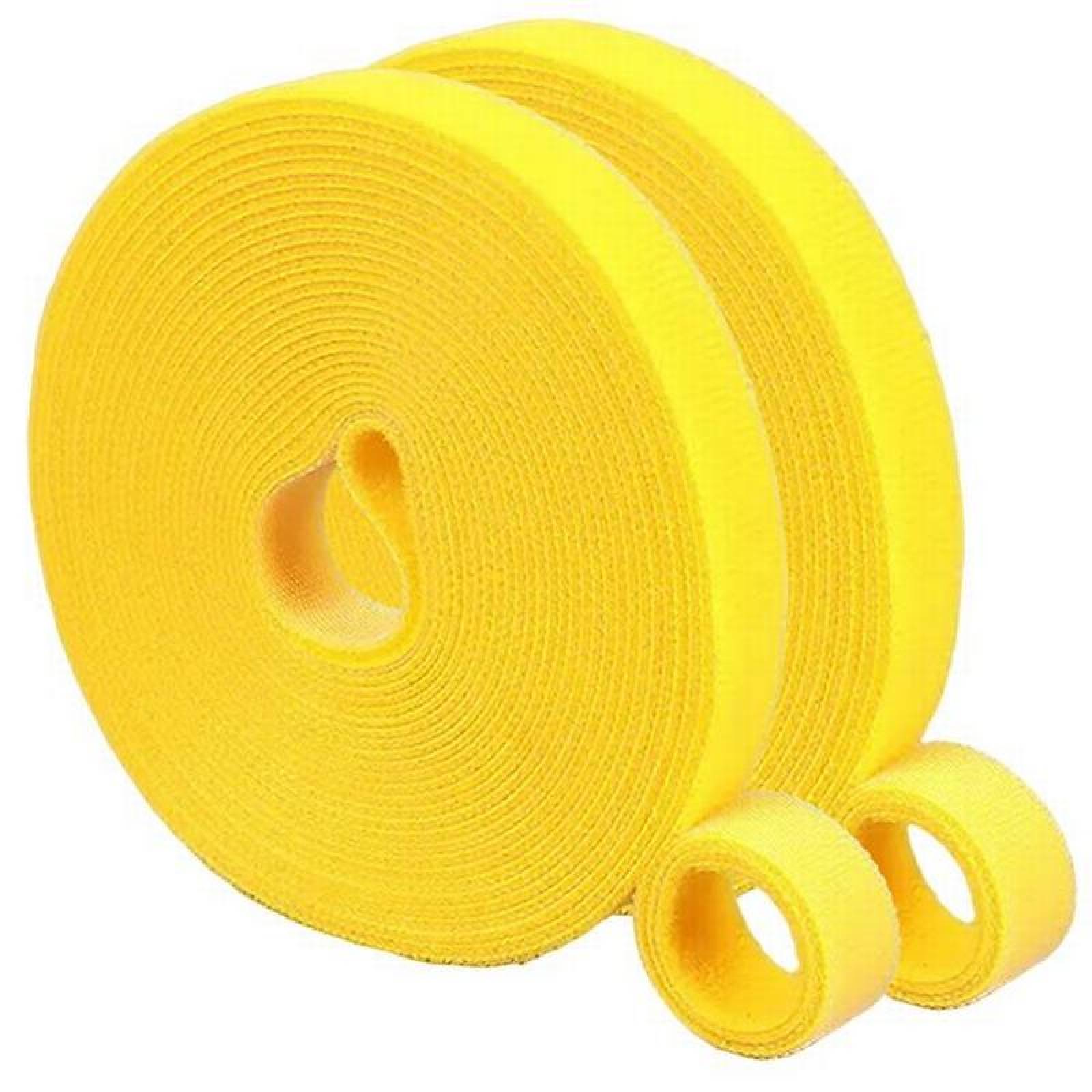 Cinta Sujeción Rápida para Cables MXYHL-002-6 2 pzas 5m 12mm Amarillo Rollo Velcro Doble Cara Hook Loop, HookLoopYellow