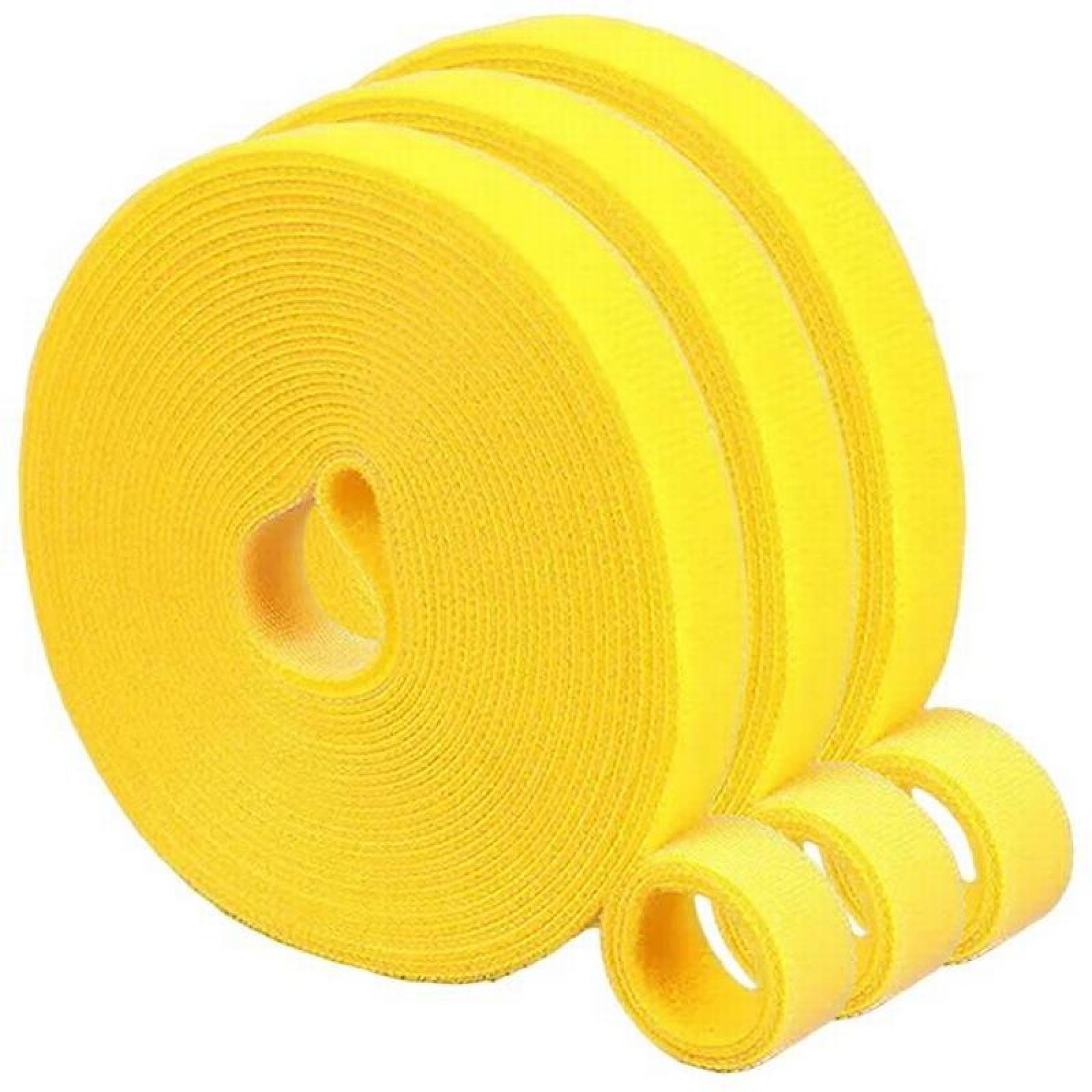 Sujetador Temporal MXYHL-003-4 3 pzas 5m 12mm Amarillo Rollo Velcro Doble Cara Hook Loop, HookLoopYellow