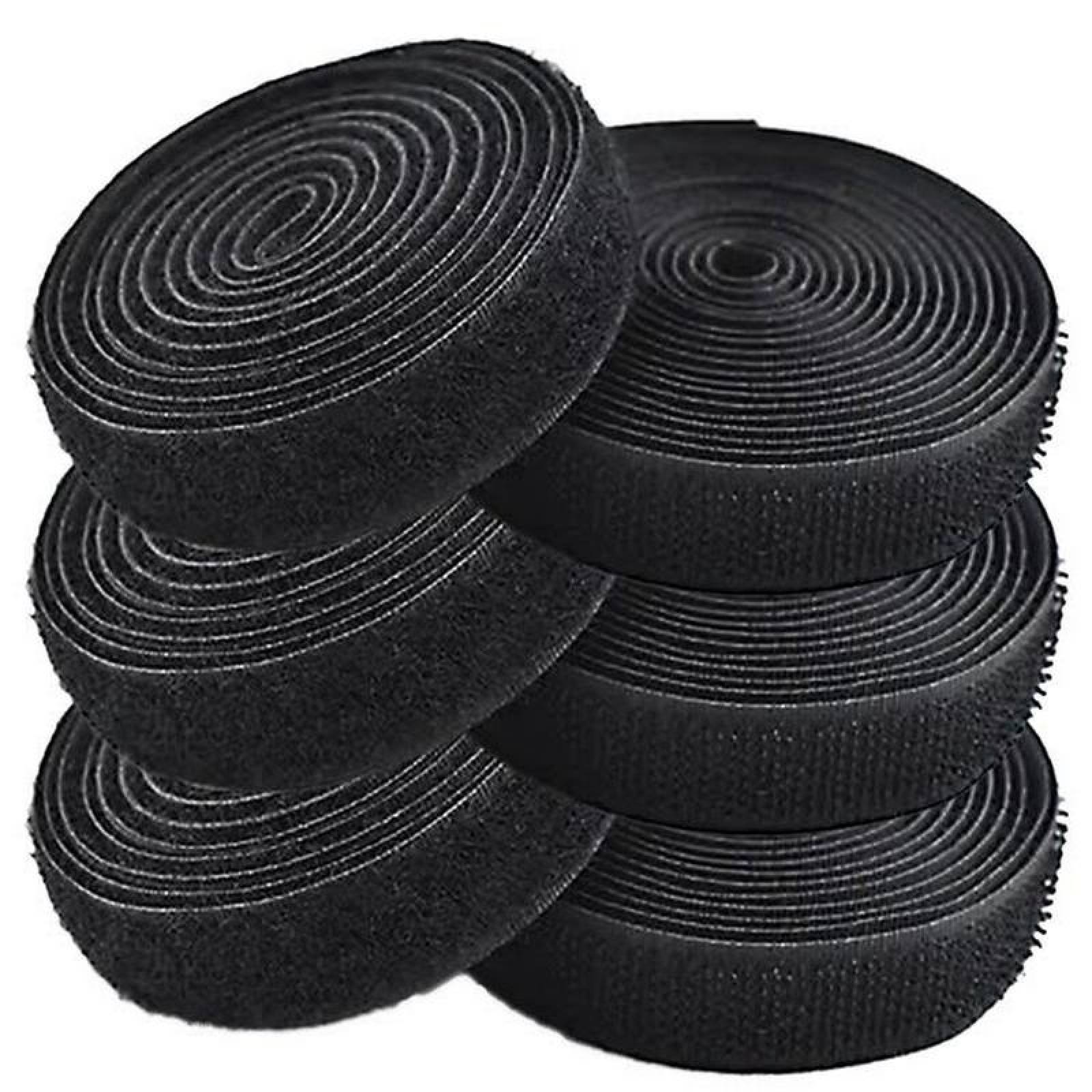 Cinta Bucle y Gancho para Mochilas MXHLB-003-6 3 pzas 16mm 5m Negro Rollo Velcro Hook Loop, HookLoop016B