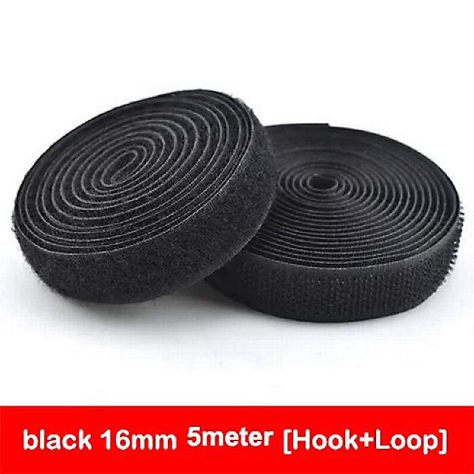 Cinta Bucle y Gancho para Mochilas MXHLB-003-6 3 pzas 16mm 5m Negro Rollo Velcro Hook Loop, HookLoop016B