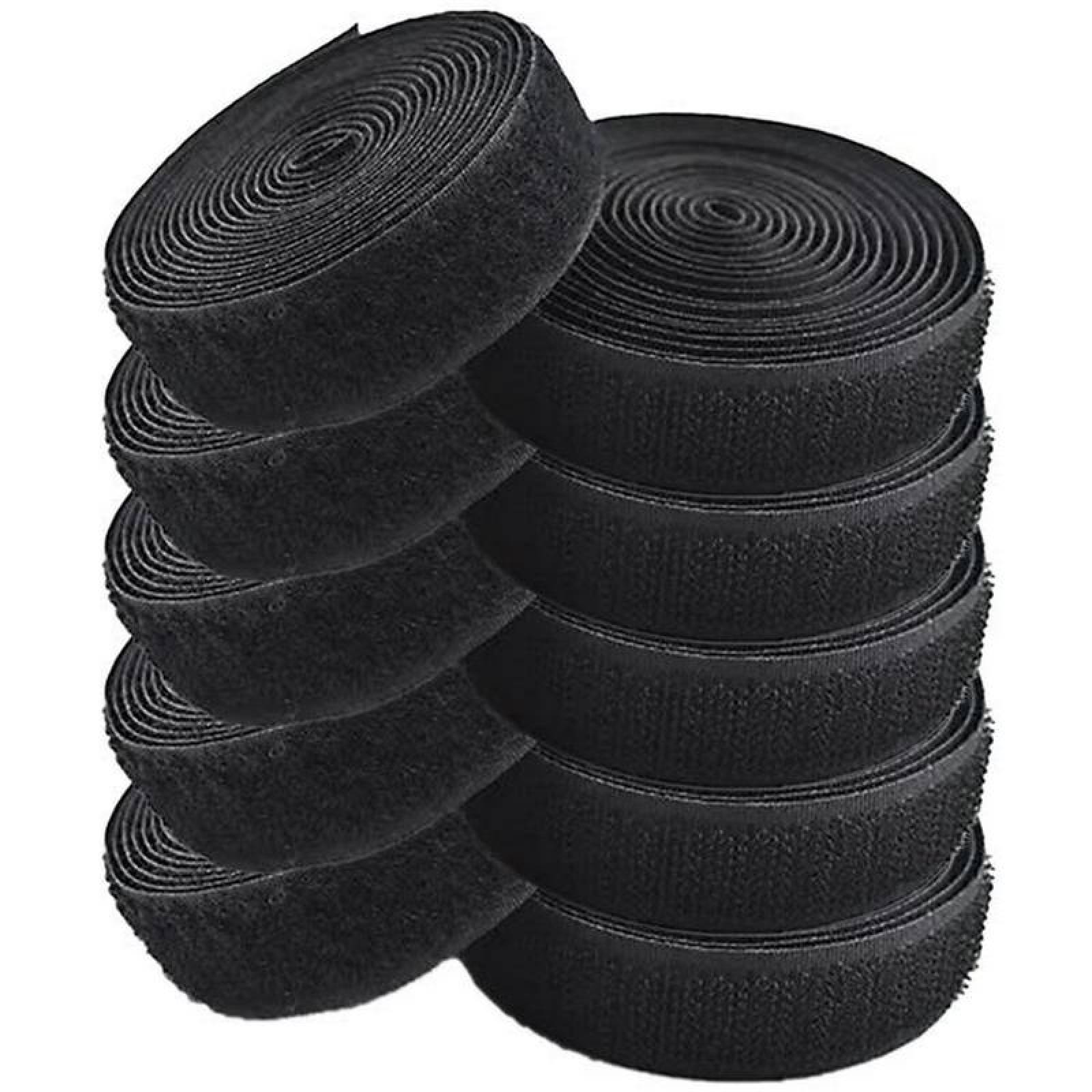 Cinta Gancho y Bucle Ferretería MXHLF-005-5 5 pzas 20mm 5m Negro Rollo Velcro Hook Loop, HookLoop020B