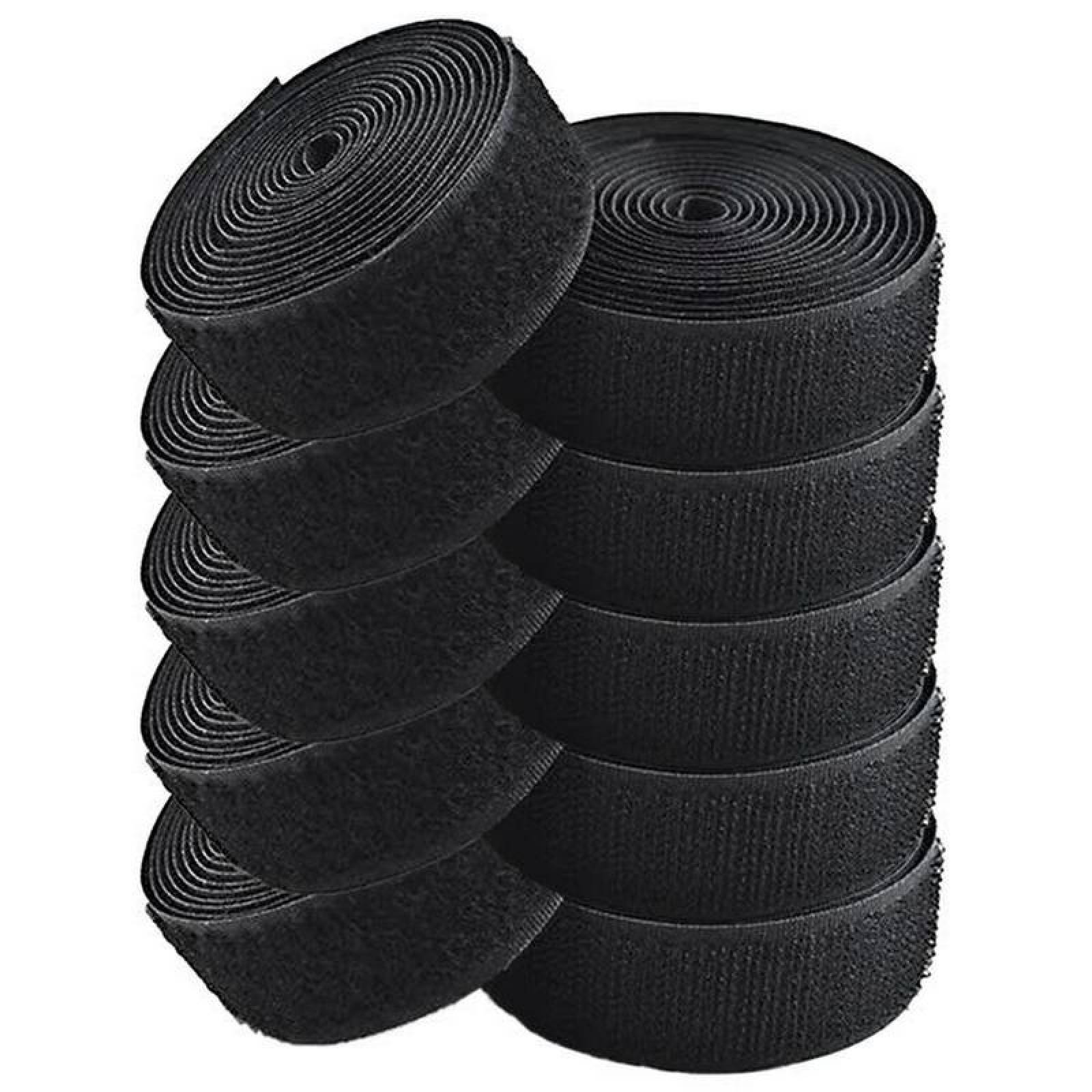 Cierre Mágico para Confección MXHLH-005-4 5 pzas 25mm 5m Negro Rollo Velcro Hook Loop, HookLoop025B