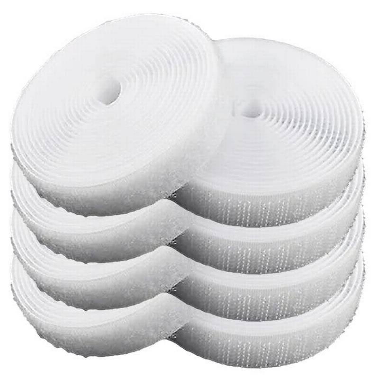 Cinta Cierre para Confección MXHWB-004-4 4 pzas 16mm 5m Blanco Rollo Velcro Hook Loop, HookLoop016W