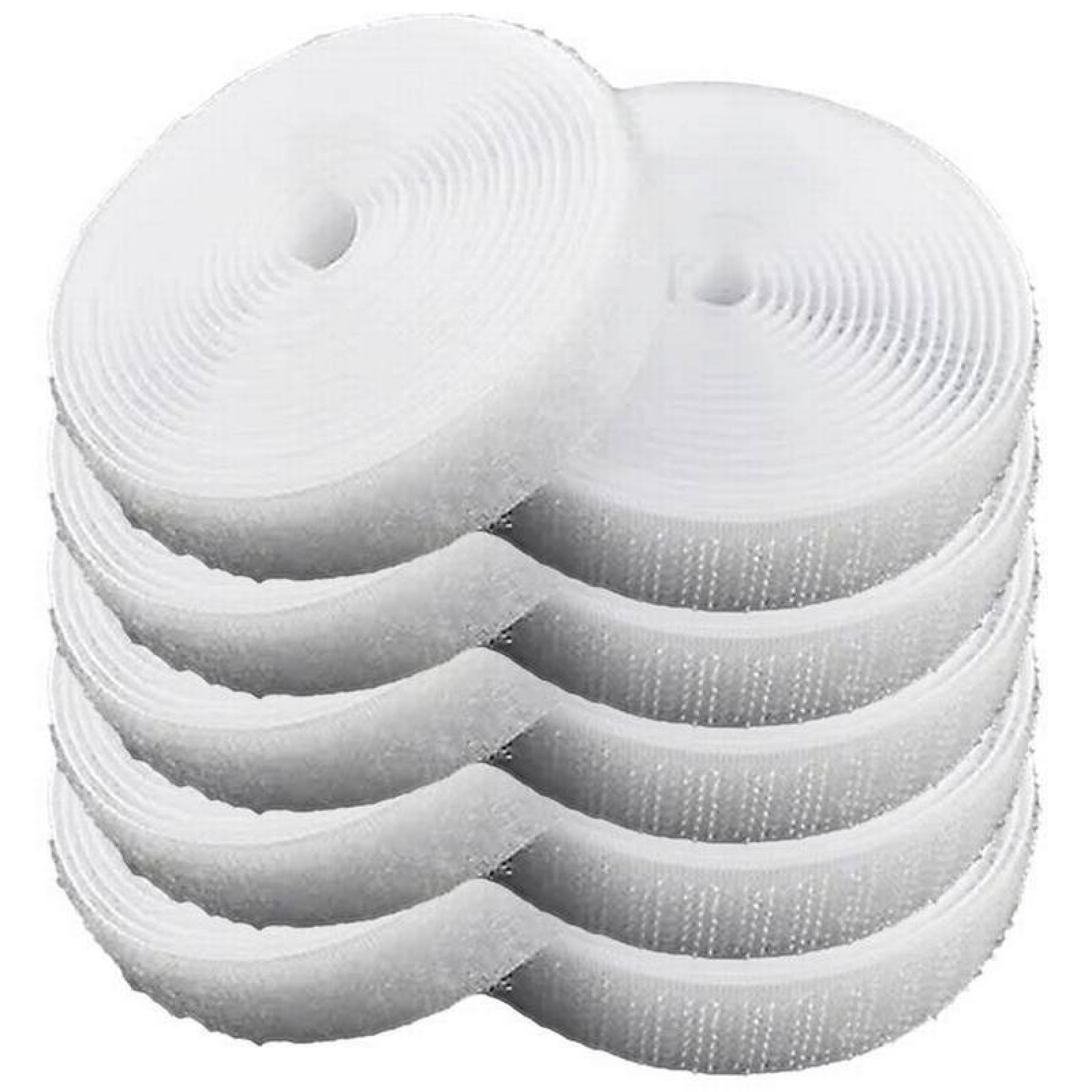 Rollo de Agarre Rápido Dos Partes MXHWB-005-5 5 pzas 16mm 5m Blanco Rollo Velcro Hook Loop, HookLoop016W