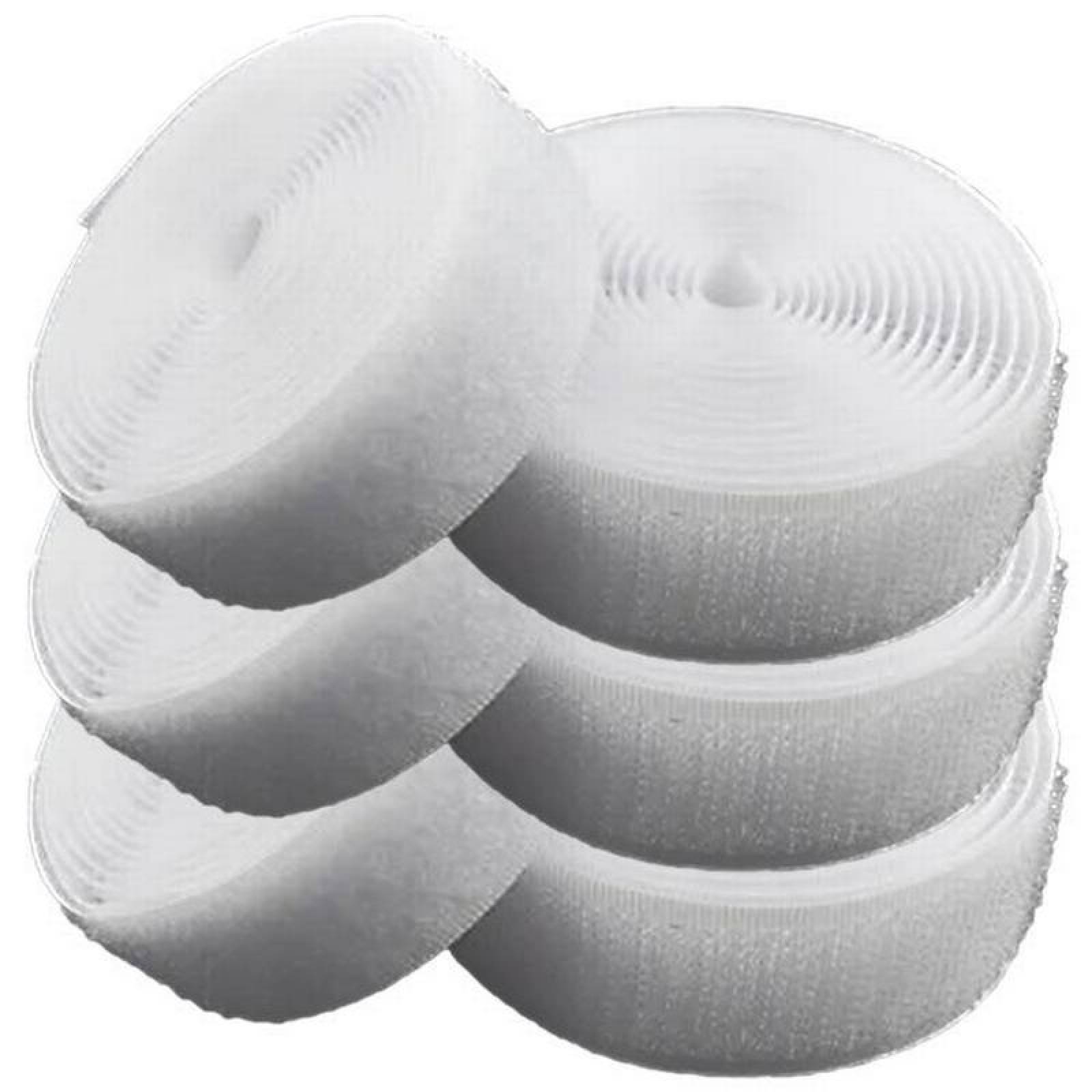 Correa Adherible de Dos Partes MXHWD-003-3 3 pzas 25mm 5m Blanco Rollo Velcro Hook Loop, HookLoop025W