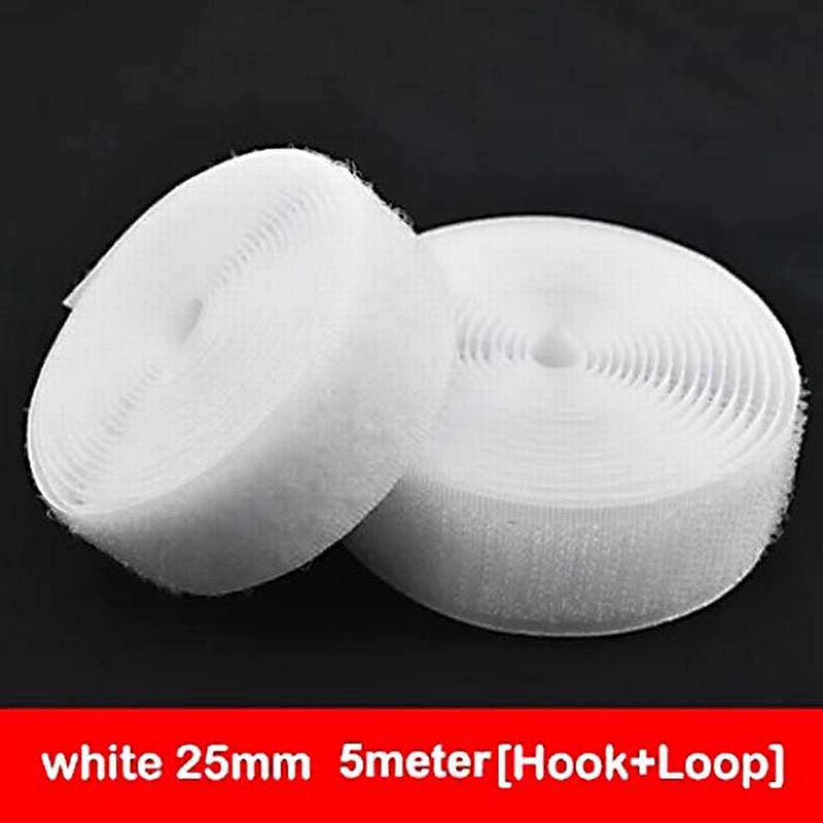 Correa Adherible de Dos Partes MXHWD-003-3 3 pzas 25mm 5m Blanco Rollo Velcro Hook Loop, HookLoop025W