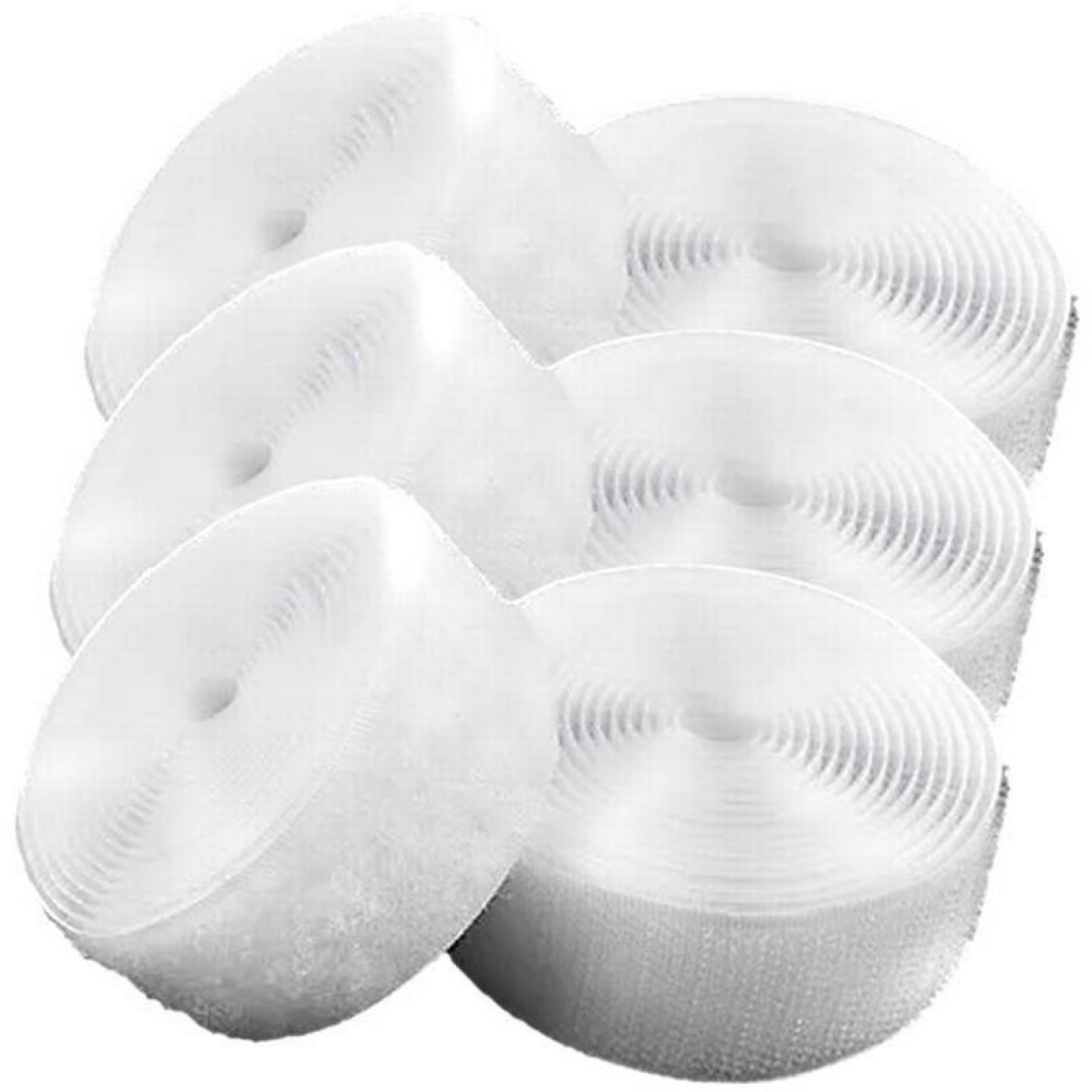 Cinta Broche de Contacto MXHWE-003-6 3 pzas 30mm 5m Blanco Rollo Velcro Hook Loop, HookLoop030W