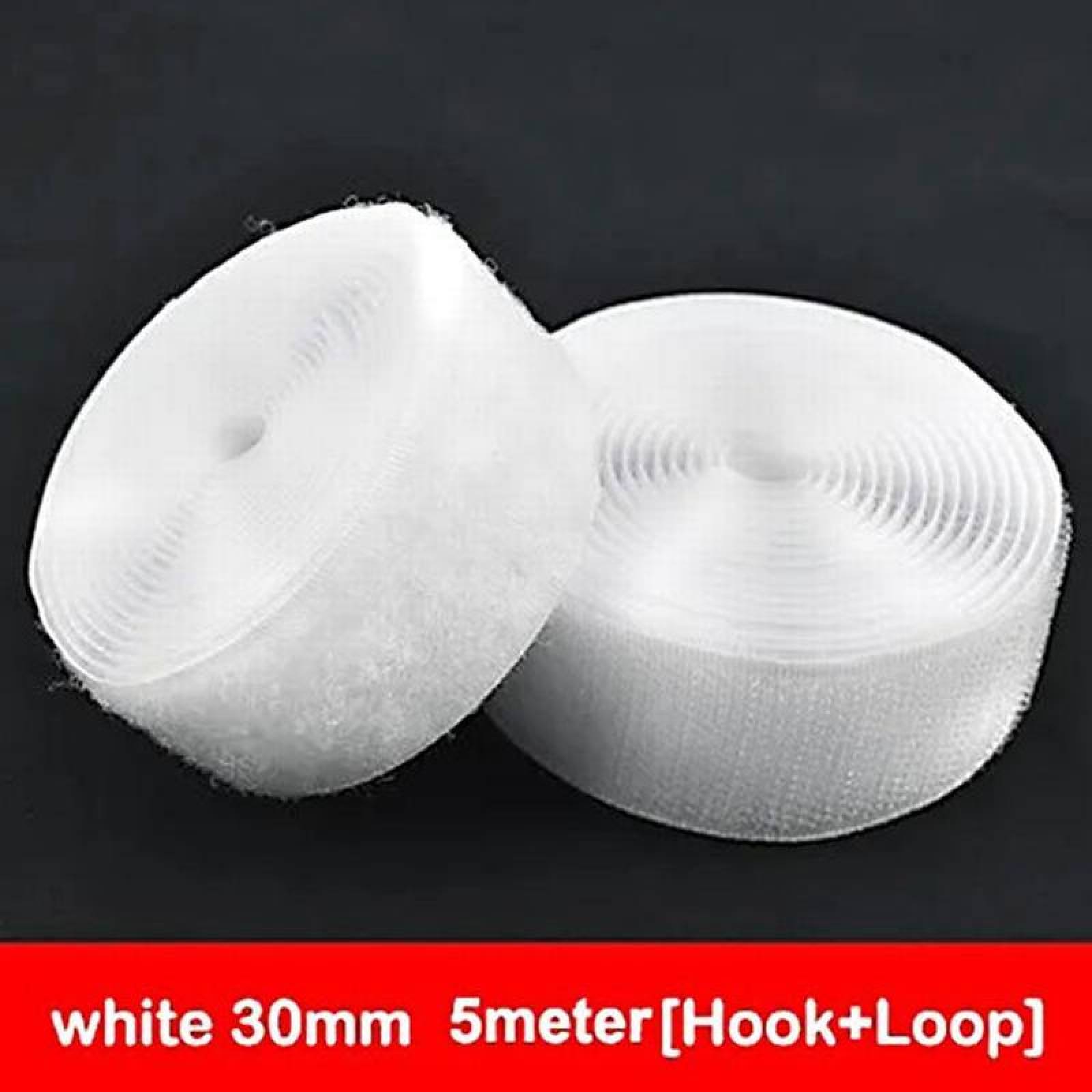 Cinta Broche de Contacto MXHWE-003-6 3 pzas 30mm 5m Blanco Rollo Velcro Hook Loop, HookLoop030W