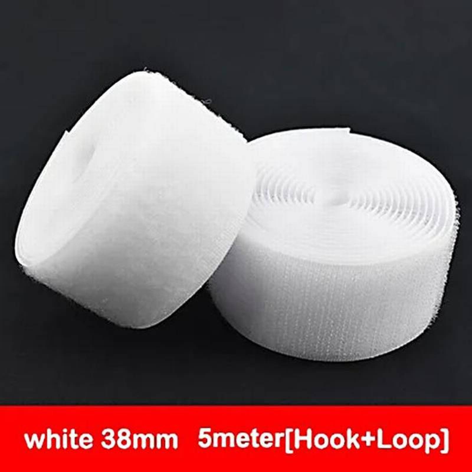 Cinta Bucle y Gancho Mercería MXHWG-003-5 3 pzas 38mm 5m Blanco Rollo Velcro Hook Loop, HookLoop038W