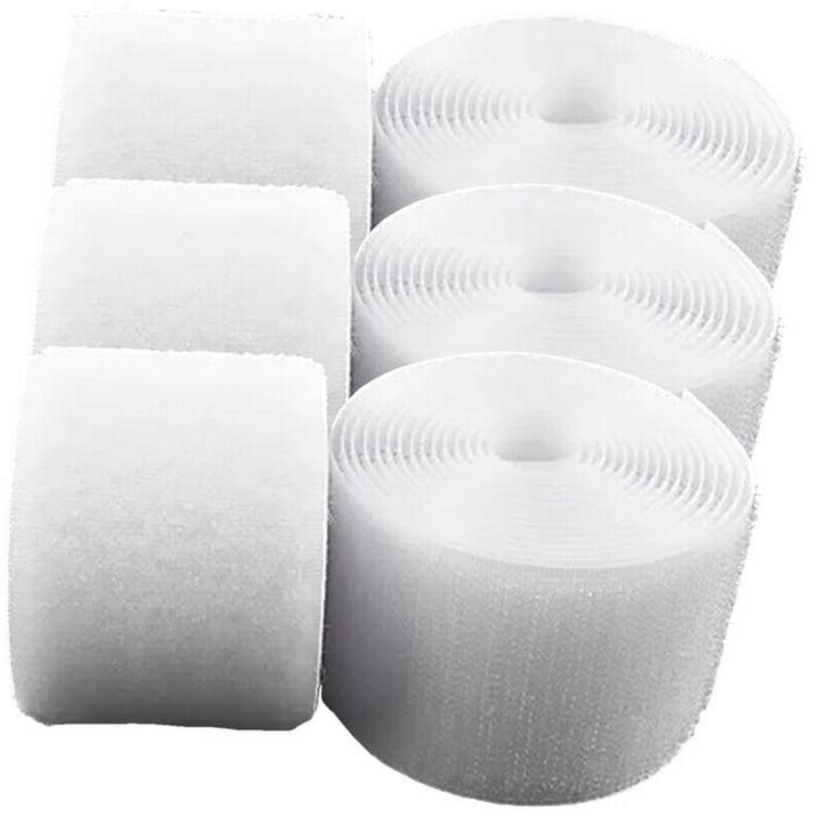 Cinta Bucle y Gancho Mercería MXHWH-003-5 3 pzas 50mm 5m Blanco Rollo Velcro Hook Loop, HookLoop050W