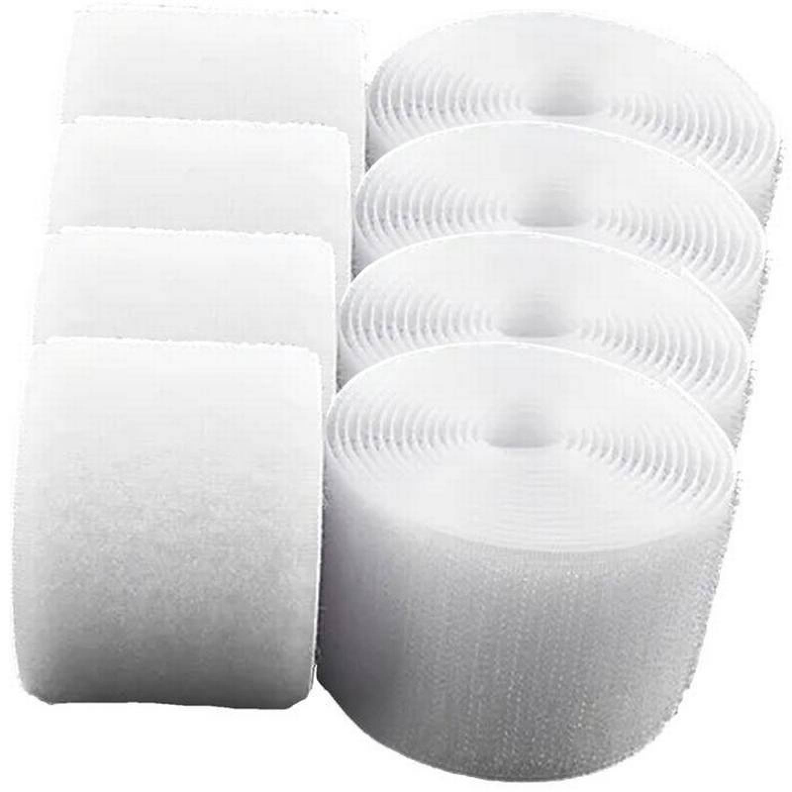 Cinta Bucle y Gancho Ajustable MXHWH-004-2 4 pzas 50mm 5m Blanco Rollo Velcro Hook Loop, HookLoop050W