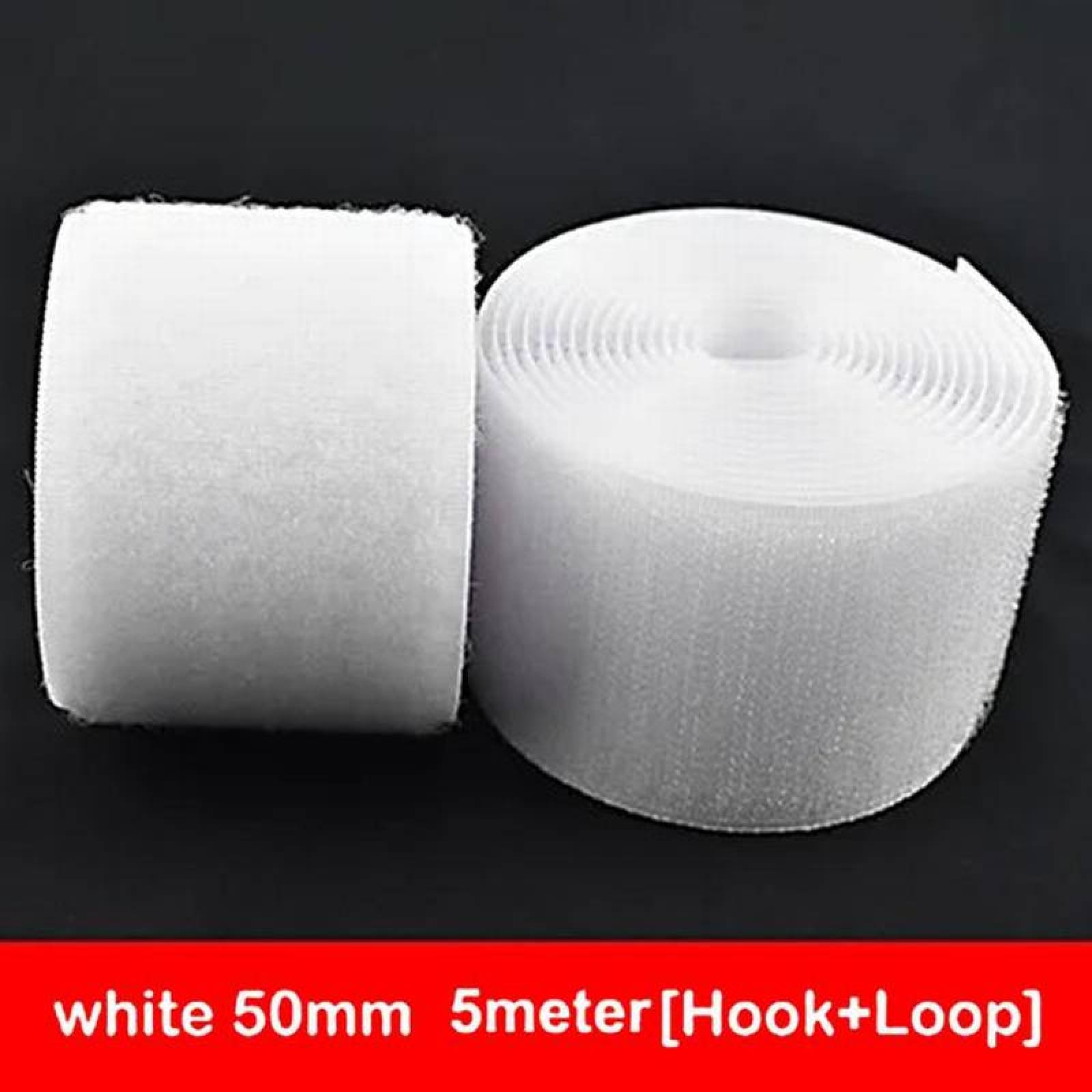 Cinta de Gancho y Bucle Robusta MXHWH-005-5 5 pzas 50mm 5m Blanco Rollo Velcro Hook Loop, HookLoop050W