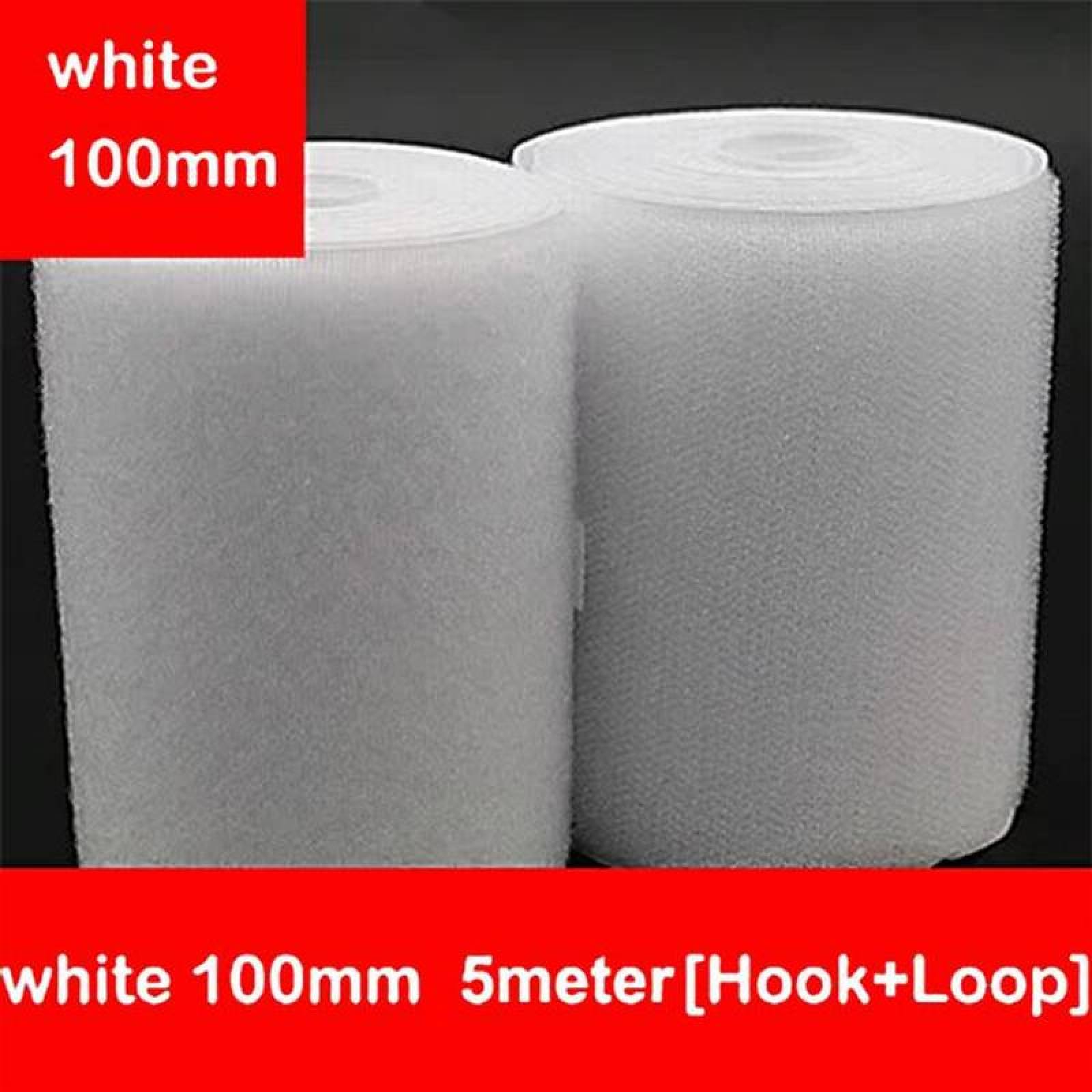 Cinta Lazo y Gancho MXHWJ-001-4 1 pza 100mm 5m Blanco Rollo Velcro Hook Loop, HookLoop100W