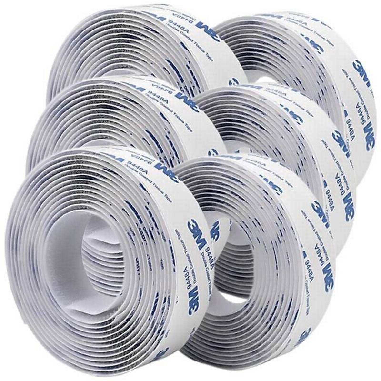 Cinta de Sujeción de Gancho y Bucle MXVPO-003-4 3 pzas 25mm 1m Blanco Rollo Velcro Adhesivo Hook Loop, VelkroxPro025W