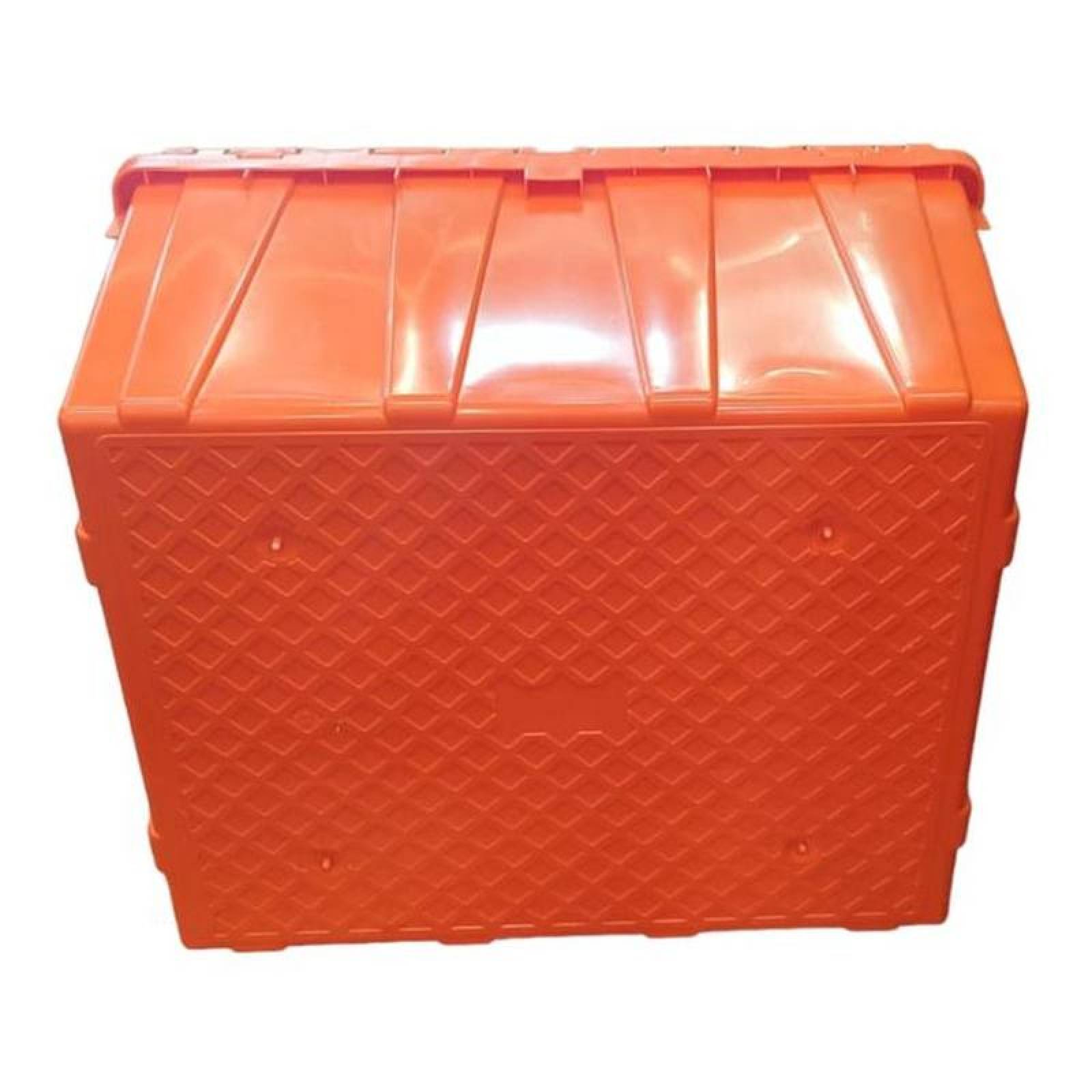 Contenedor Plástico Guarda Fácil MXCIG-004-3 4 Pzas 35kg 50x30x21cm Apilable Bisagras Polietileno Color Naranja, StorBox