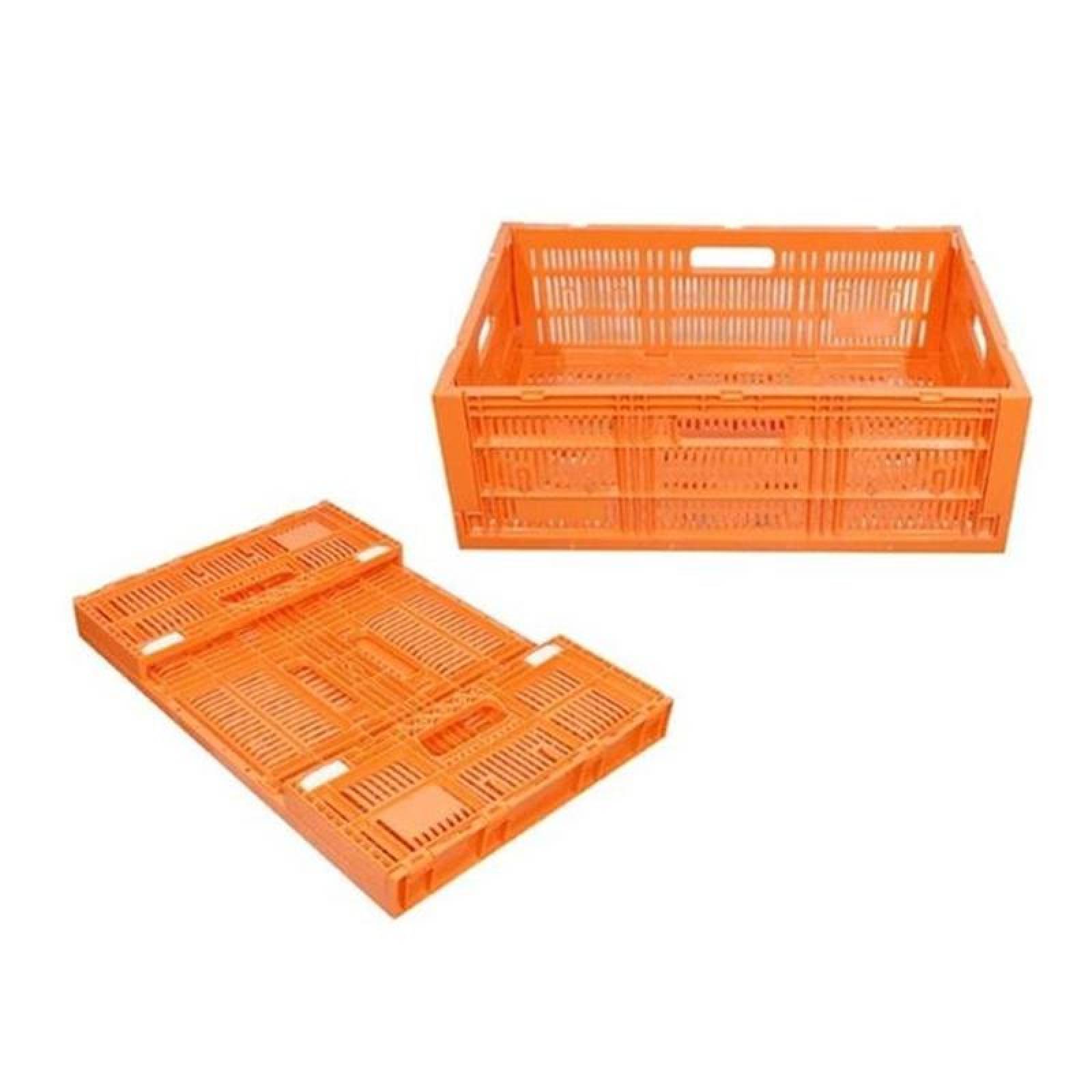 Cajas Colapsable de Plástico MXHXB-007 1 Pza 21kg 40x60x21cm Apilable y Colapsable Polietileno Color Naranja, MechaBox