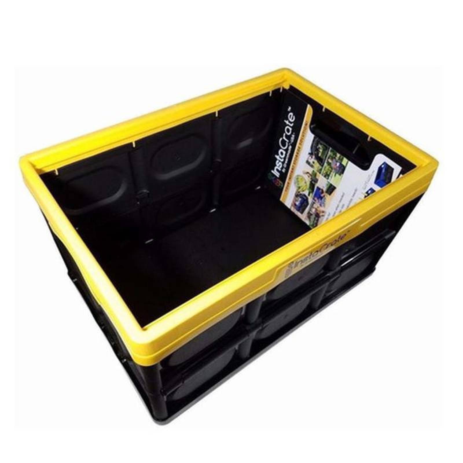 Caja Organizadora Reforzada Plegabl MXICX-001-3 1 Pza 45kg 53x36x29cm Apilable y Colapsable Polietileno Color NegroAmarillo, InstaCratex