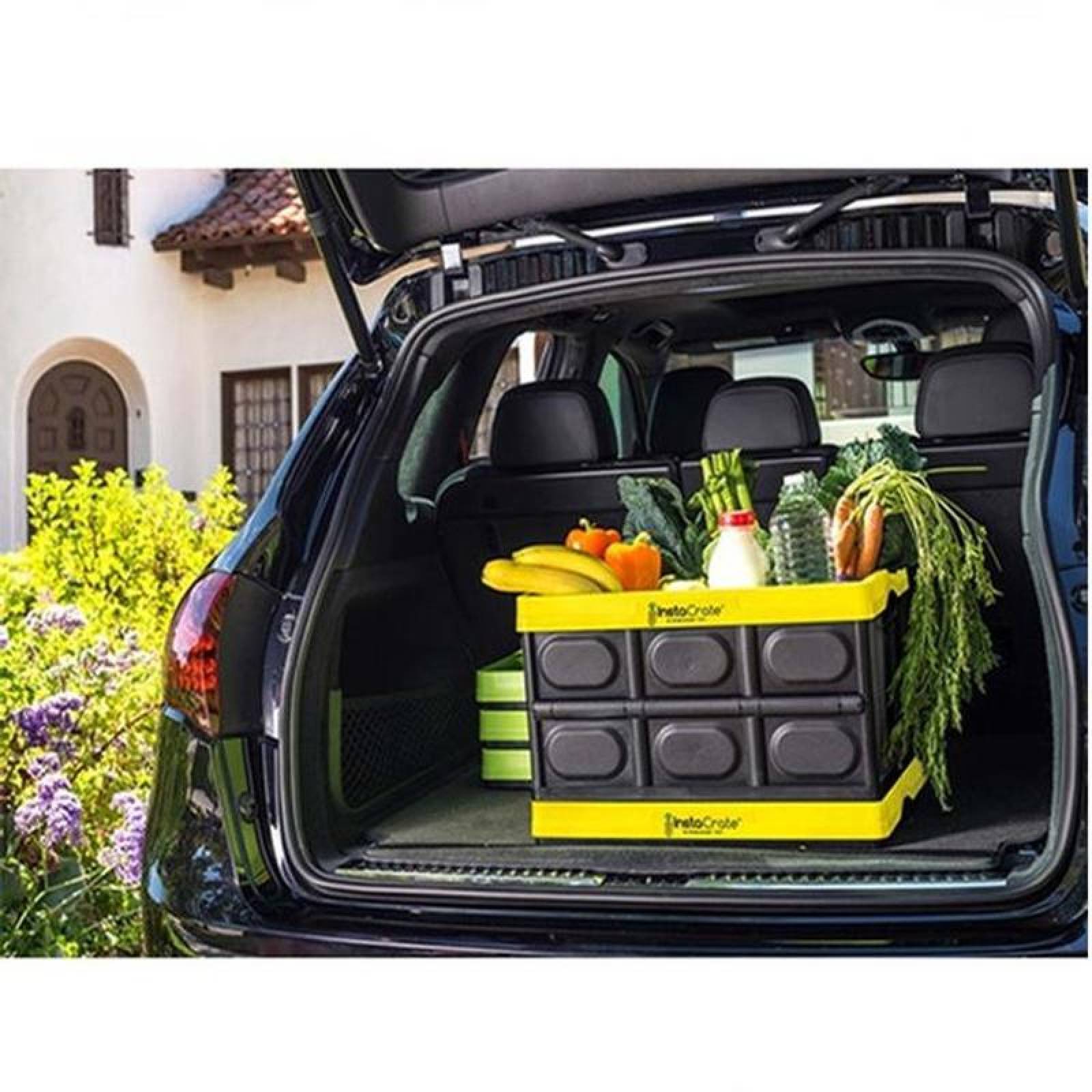 Caja Organizadora Reforzada Plegabl MXICX-001-3 1 Pza 45kg 53x36x29cm Apilable y Colapsable Polietileno Color NegroAmarillo, InstaCratex