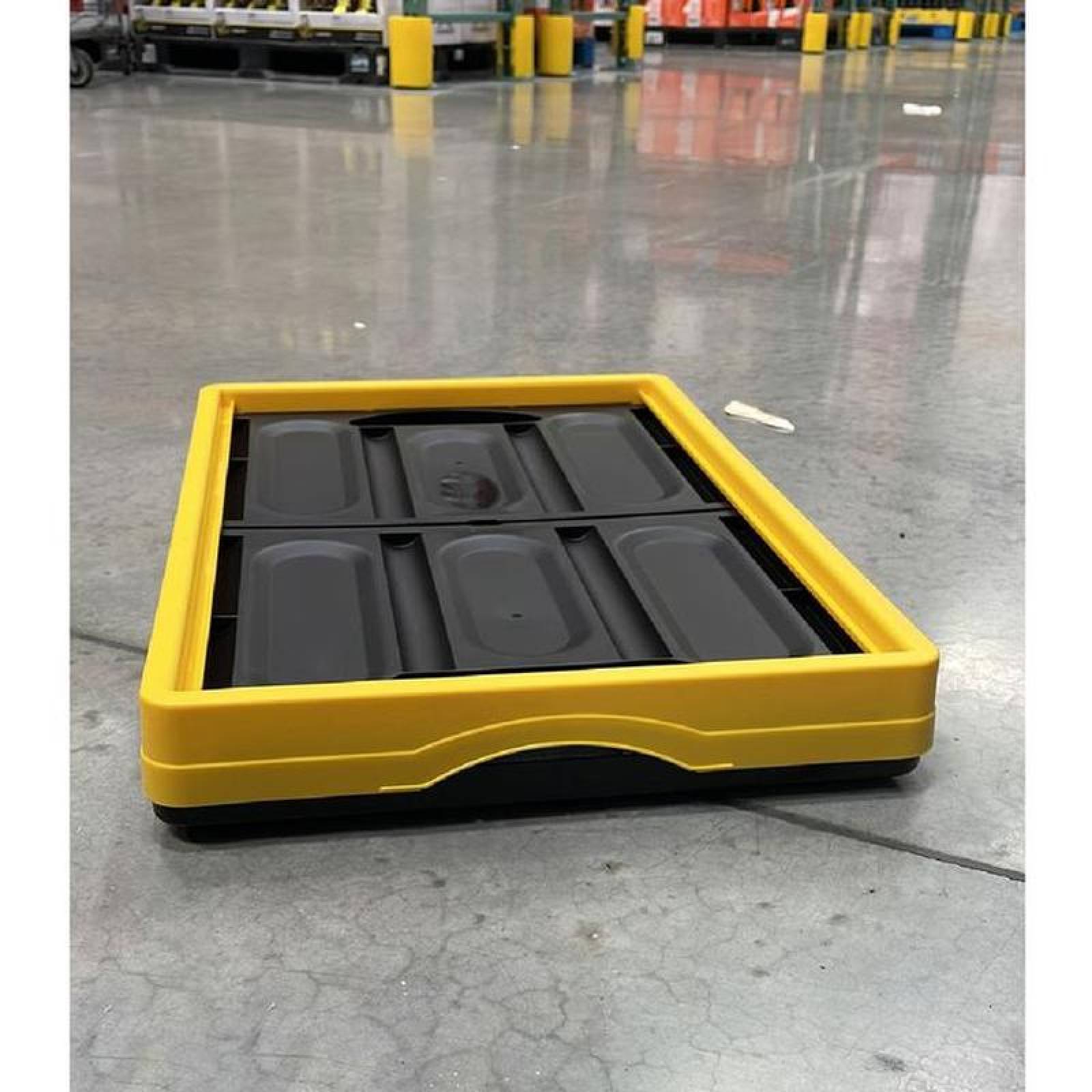 Contenedor Plegable para Mudanzas MXICX-003-3 3 Pzas 45kg 53x36x29cm Apilable y Colapsable Polietileno Color NegroAmarillo, InstaCratex