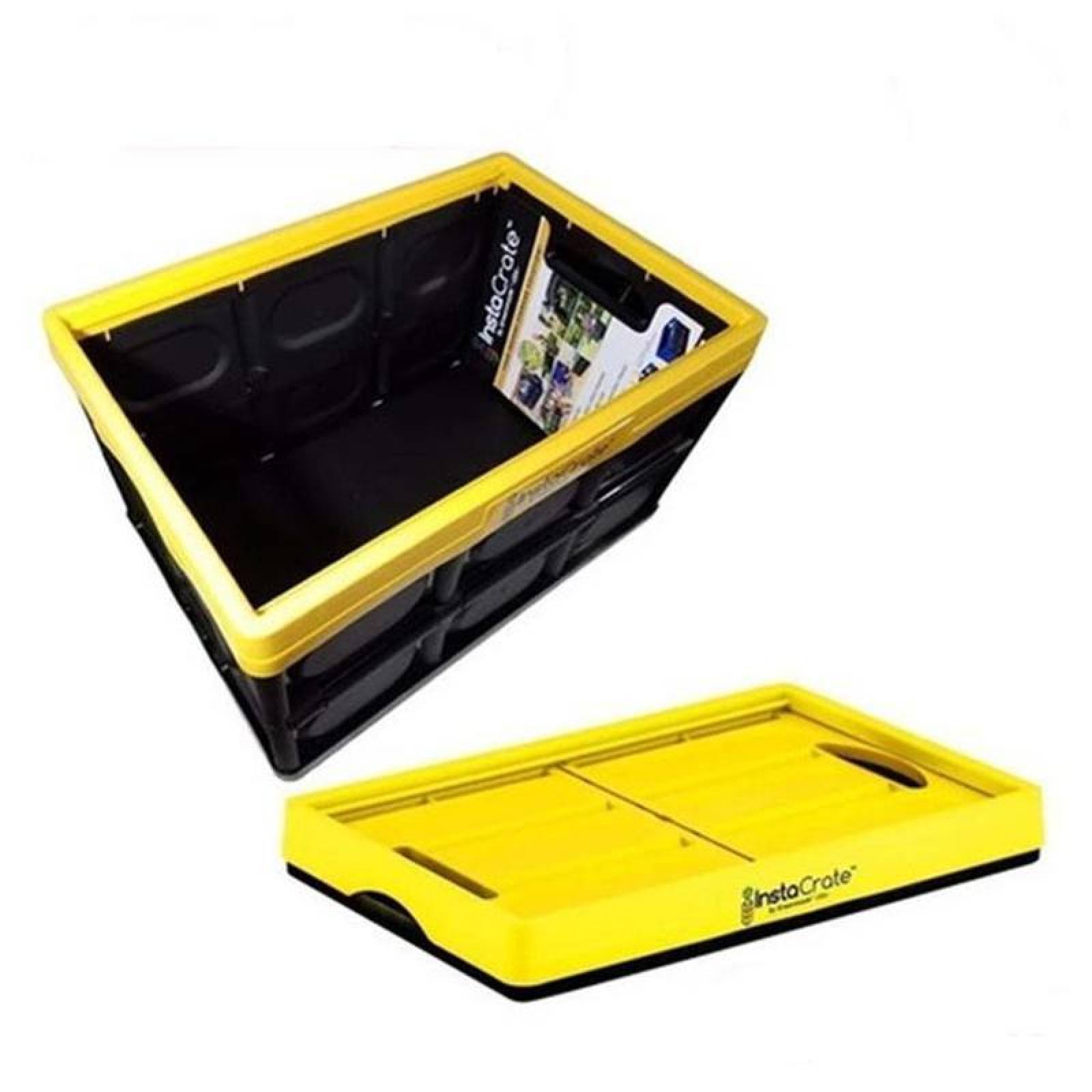 Organizadora para Objetos Grandes MXICX-004-5 4 Pzas 45kg 53x36x29cm Apilable y Colapsable Polietileno Color NegroAmarillo, InstaCratex