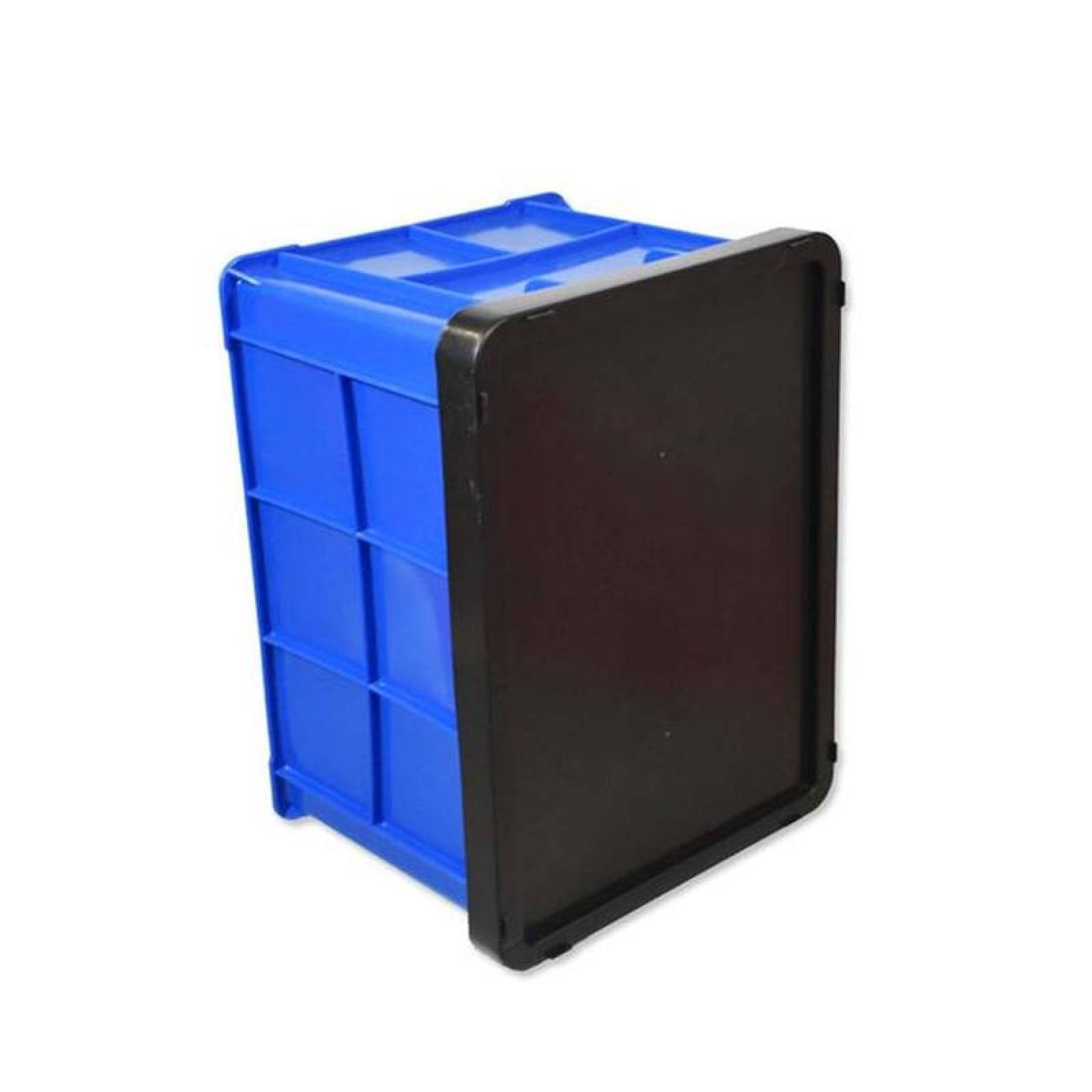 Contenedor de Plástico Uso Rudo MXKLB-002-1 2 Pzas 15kg 50x34x27cm Apilable Polietileno Color AzulNegro, Bluck