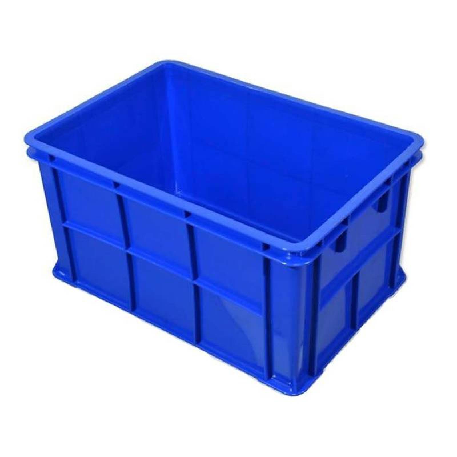 Contenedor de Plástico Uso Rudo MXKLB-002-1 2 Pzas 15kg 50x34x27cm Apilable Polietileno Color AzulNegro, Bluck