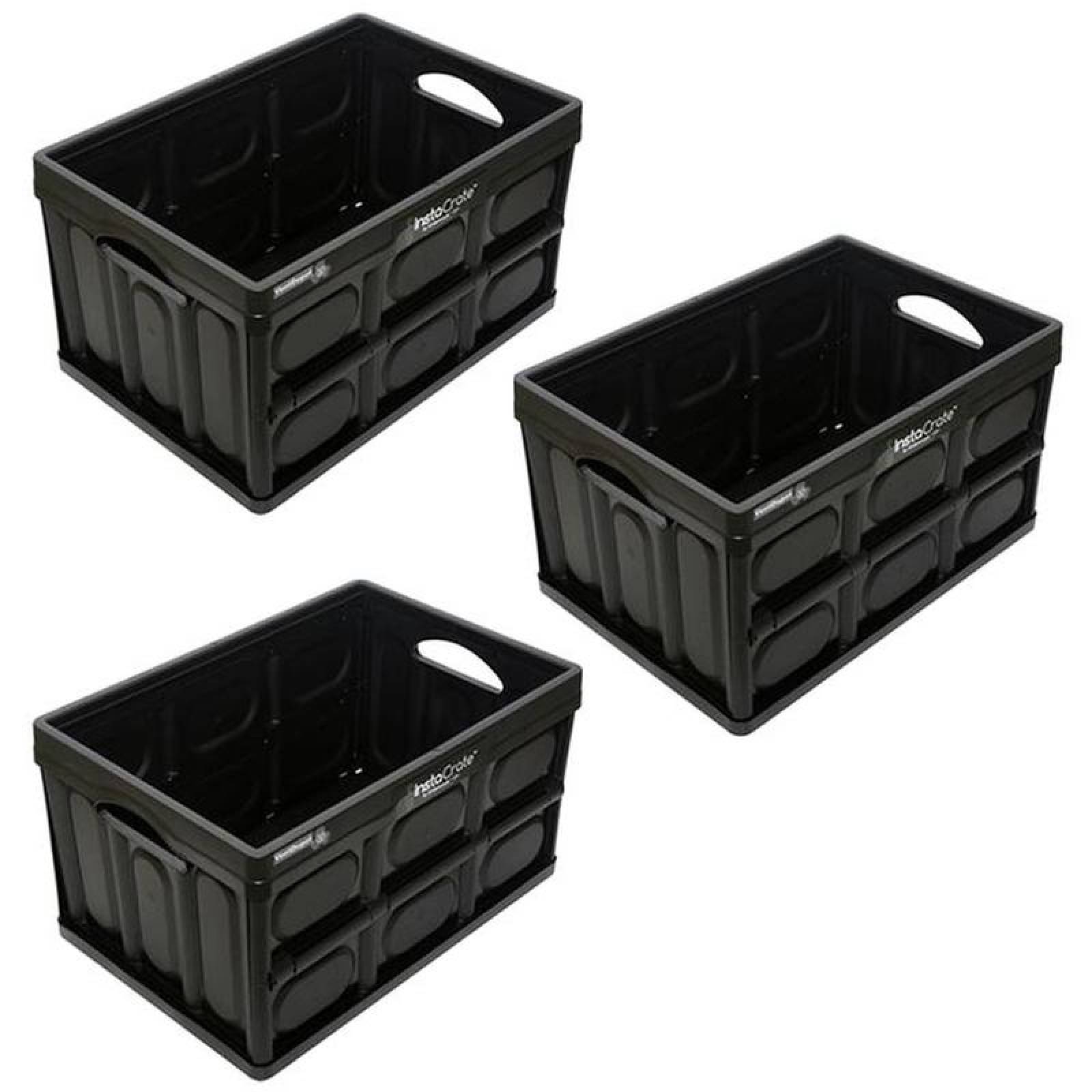Caja Organizadora de Almacenamiento MXLCX-003-4 3 Pzas 45kg 53x36x29cm Apilable y Colapsable Polietileno Color Negro, InstaTrunk