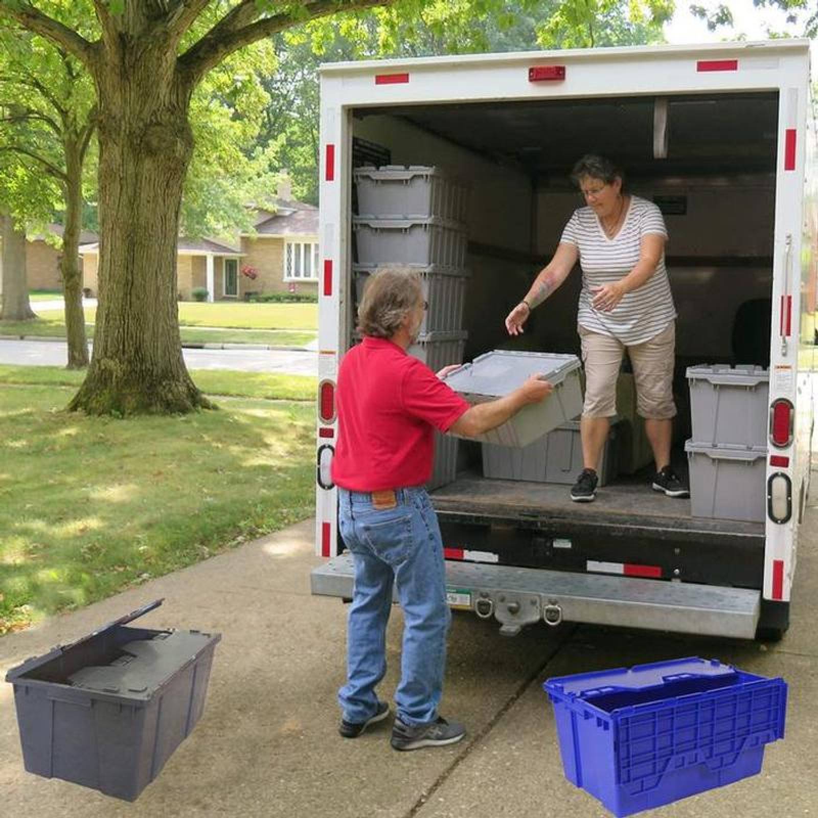 Contenedor para Almacenamiento MXXCR-004-2 4 Pzas 35kg 60x50x32cm Apilable Bisagras Polietileno Color Gris, BoxArch35