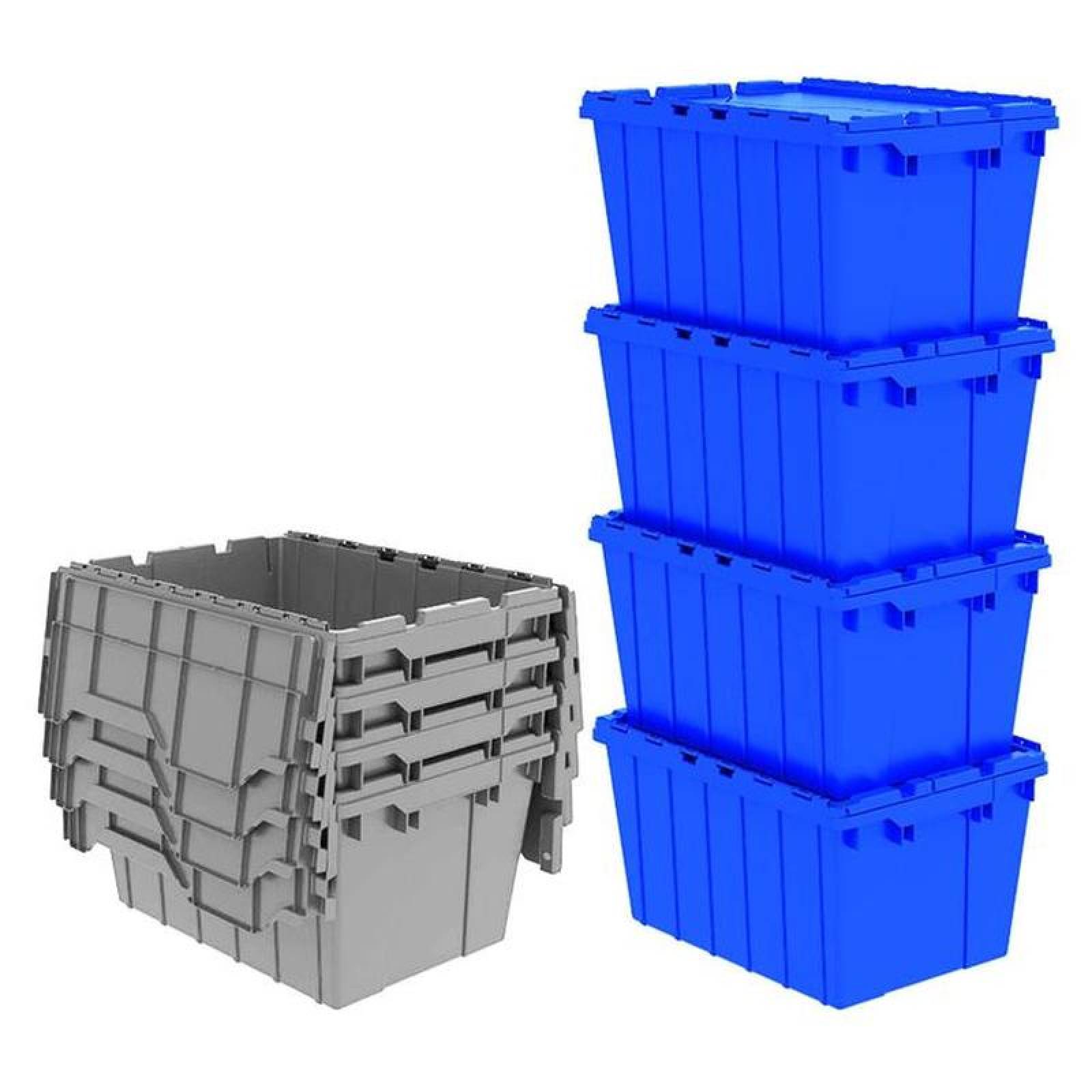 Contenedores con Tapa MXXOR-001-2 1 Pza 30kg 60x40x32cm Apilable Bisagras Polietileno Color Gris, BoxArch30