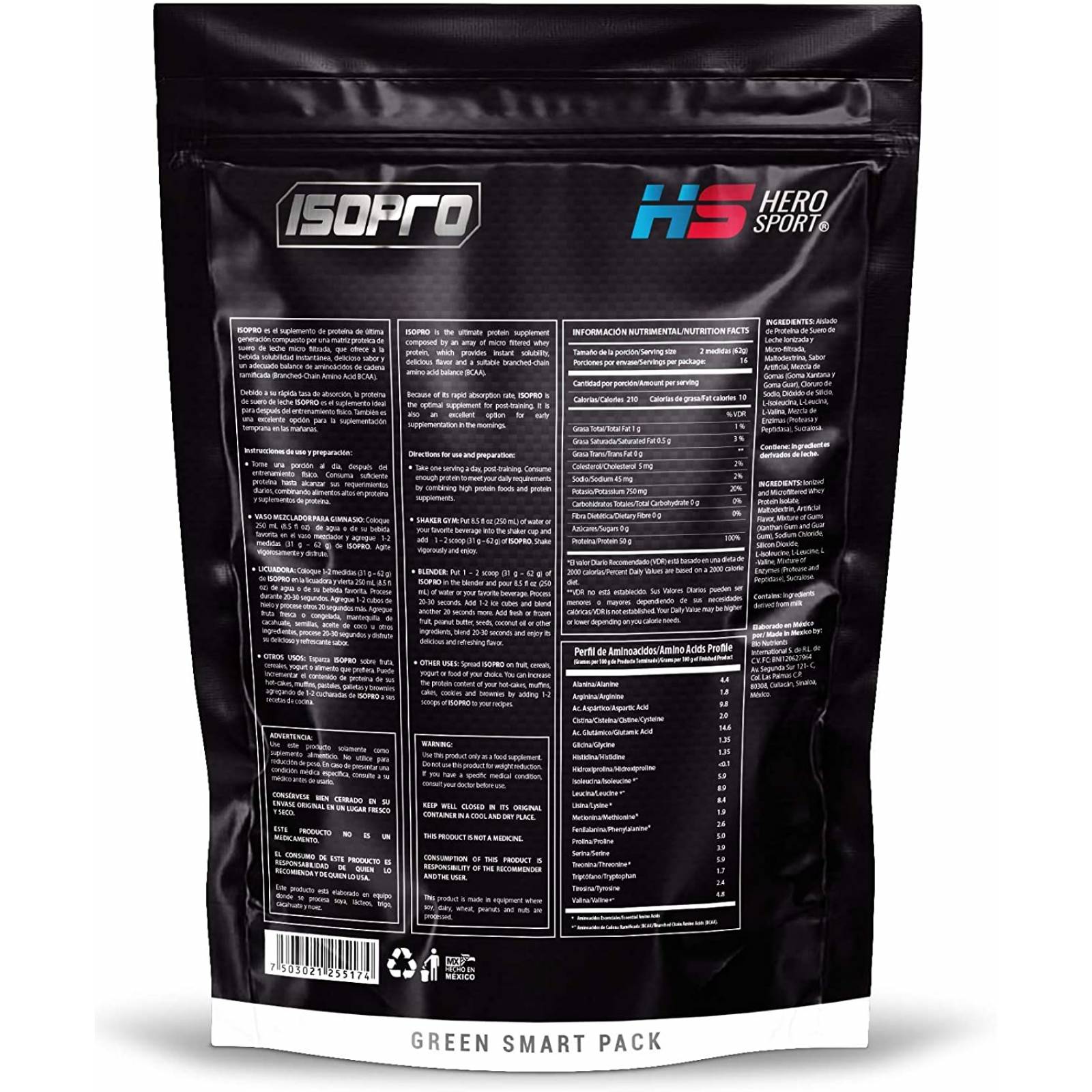 ISO PRO Whey protein 50 gr (Proteína aislada de suero de leche) CERO carbs 1 KG Hero Sport