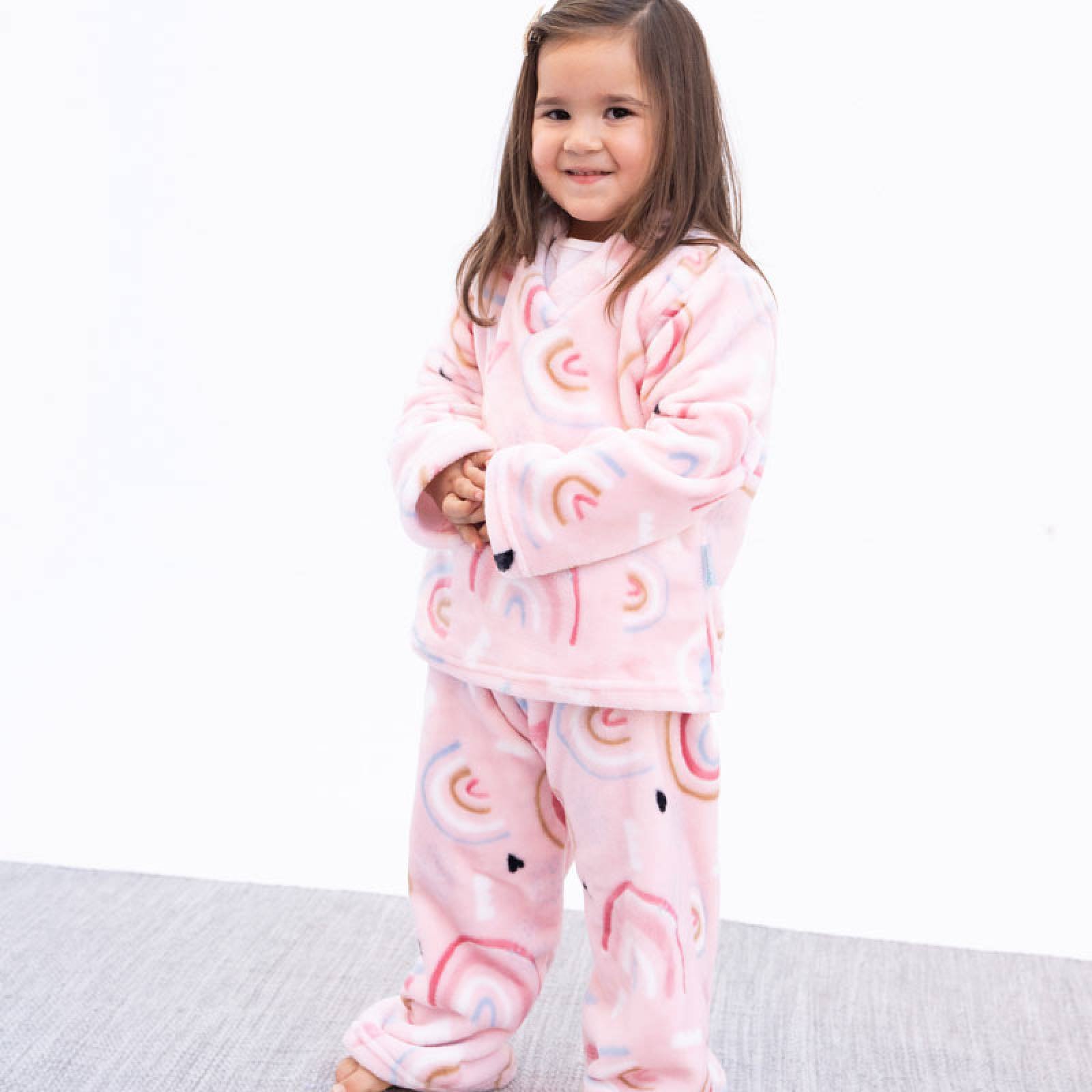 Pijama ultrasuave de microfibra para bebé y niña (mameluco)  Arcoíris