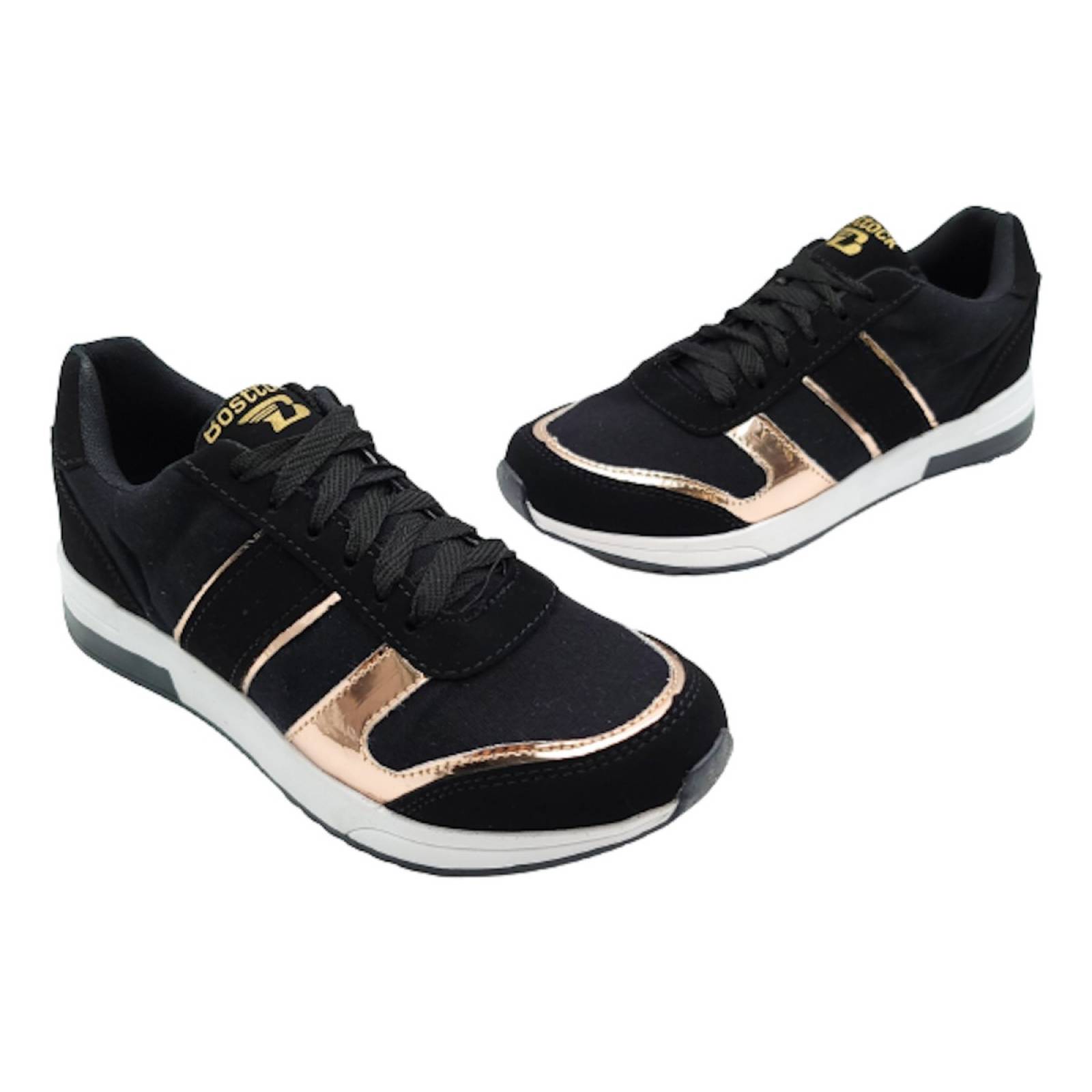 Tenis dama moda urbano casual deportivo al800g negro oro