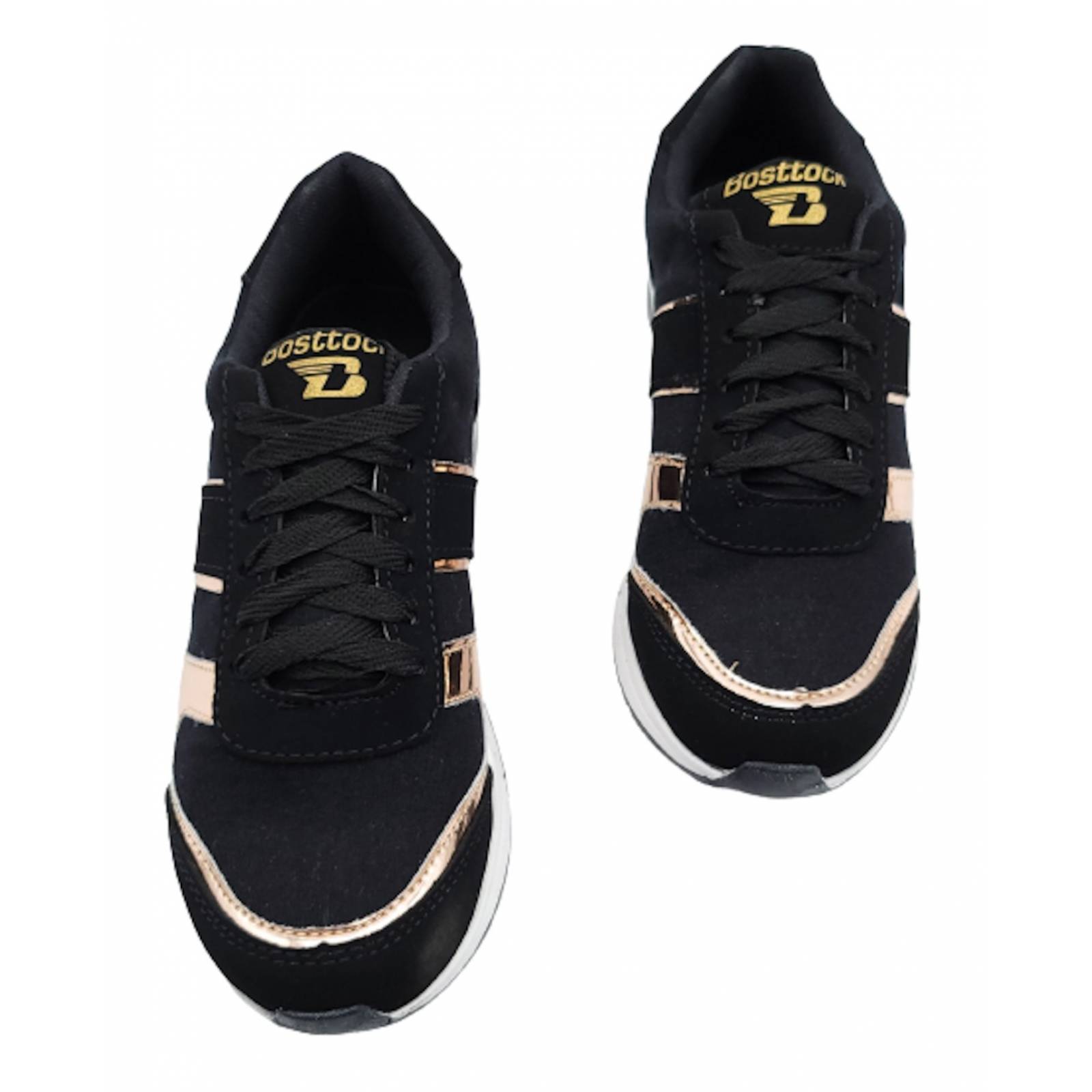 Tenis dama moda urbano casual deportivo al800g negro oro