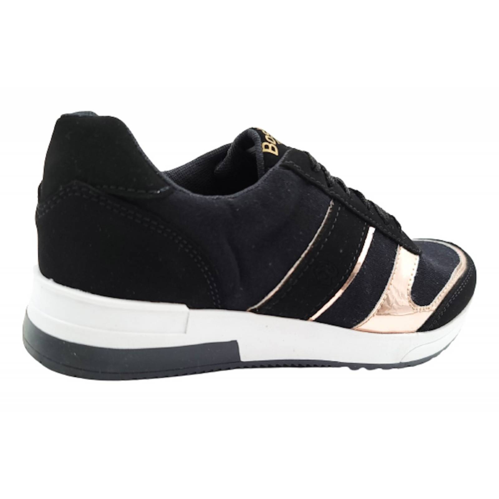 Tenis dama moda urbano casual deportivo al800g negro oro