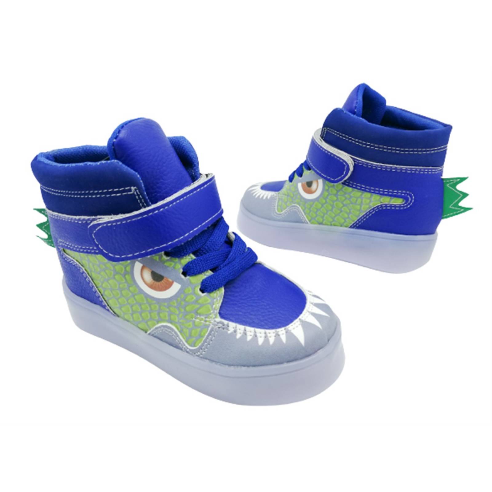 Tenis dinosaurio rex niÑo luces leds casual 250 azul dino