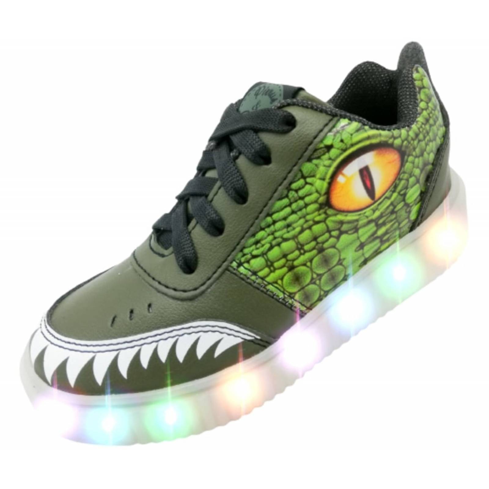 Tenis dinosaurio rex luces leds casual comodos ligeros 770 15 al 21.