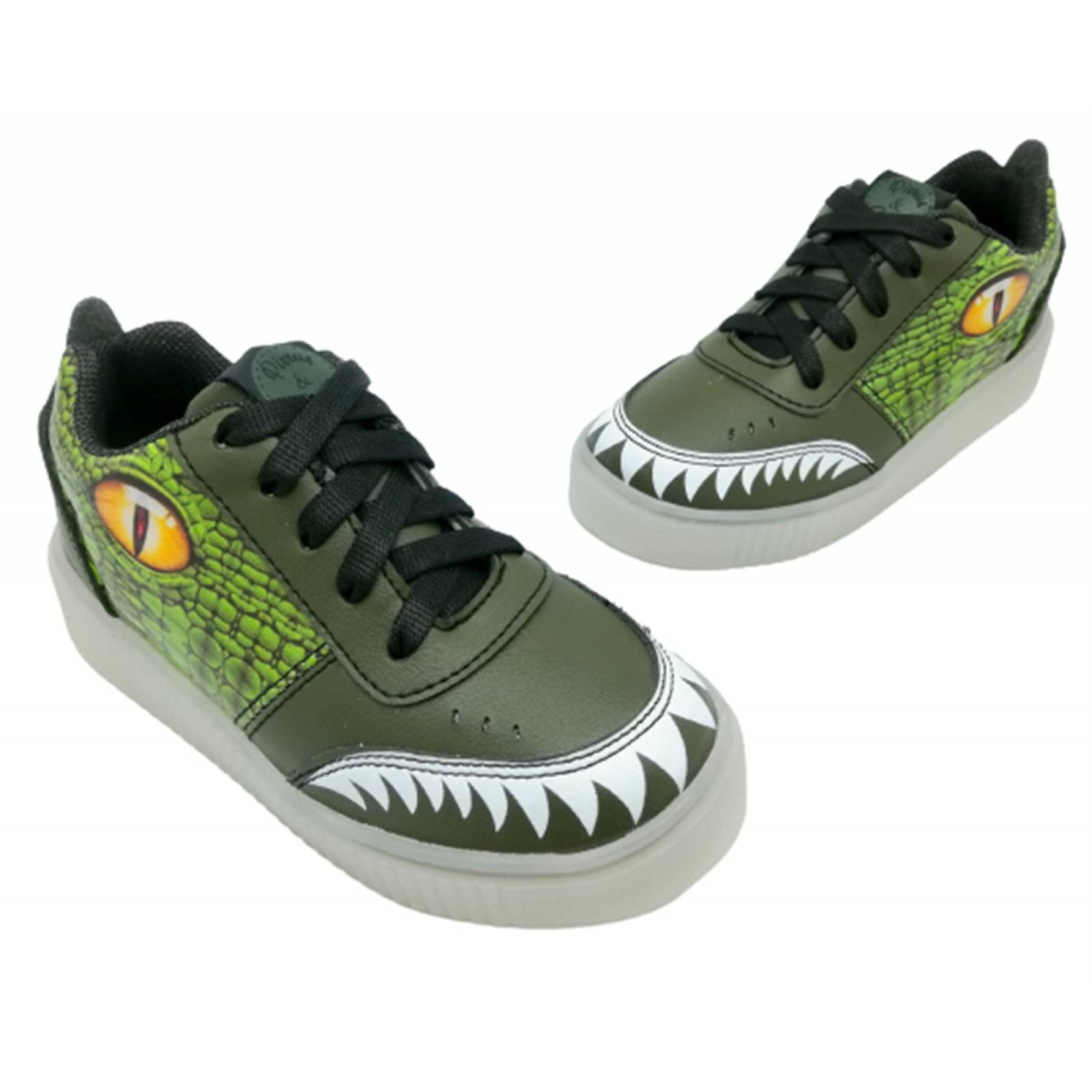 Tenis dinosaurio rex luces leds casual comodos ligeros 770 15 al 21.