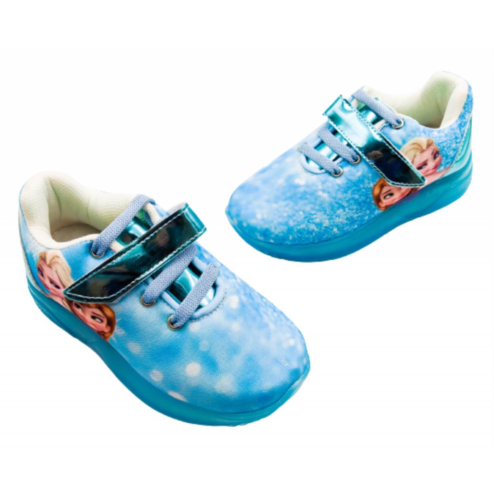 Tenis Luces Leds Princesas Elsa Y Ana Niña 310-n Azul Cielo
