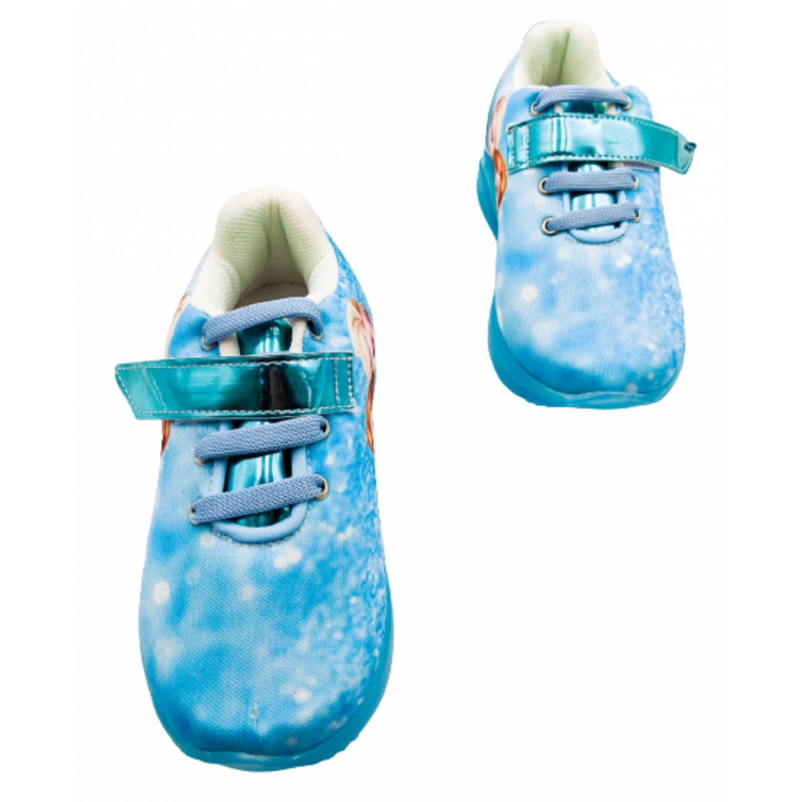 Tenis Luces Leds Princesas Elsa Y Ana Niña 310-n Azul Cielo