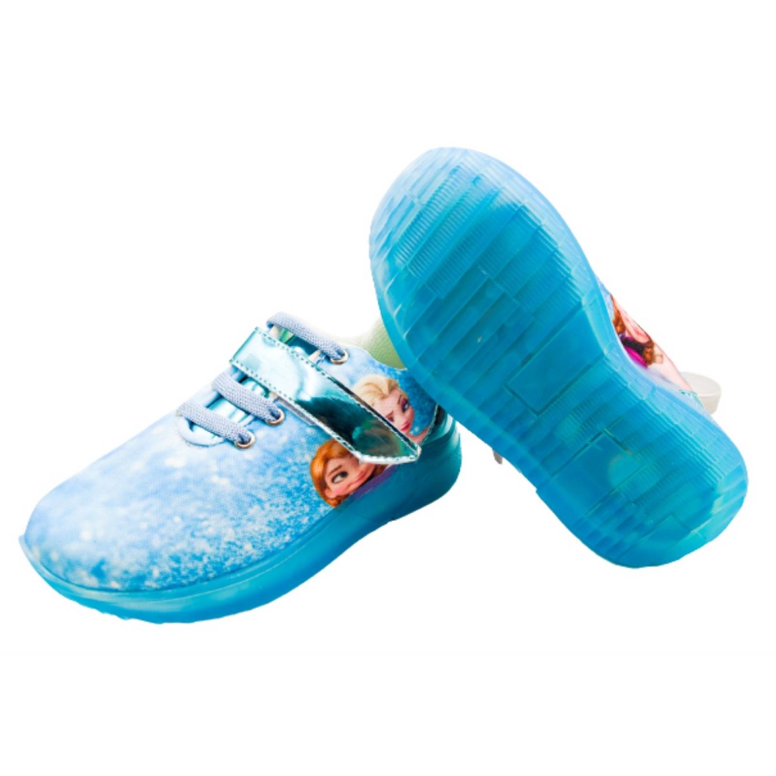 Tenis Luces Leds Princesas Elsa Y Ana Niña 310-n Azul Cielo