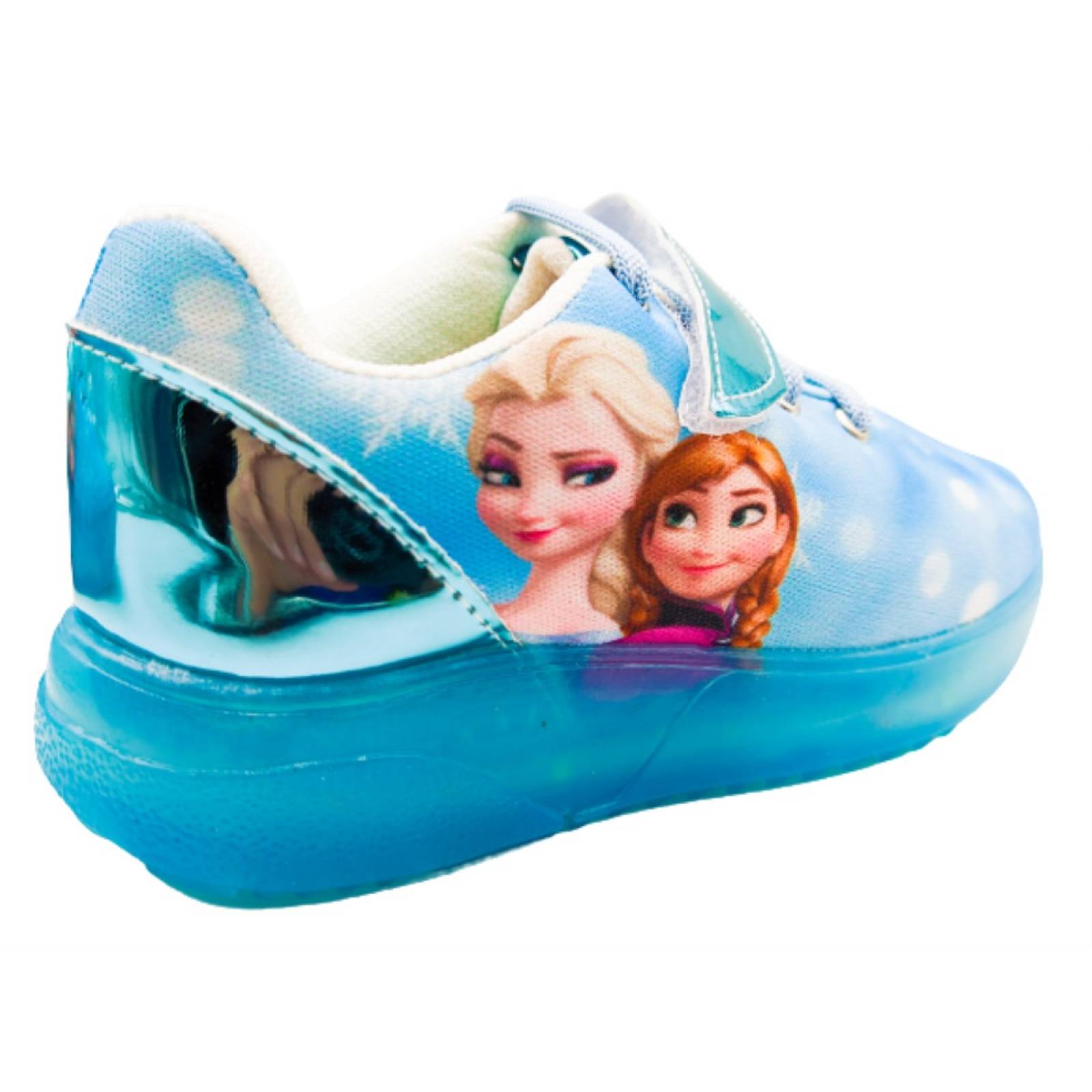 Tenis Luces Leds Princesas Elsa Y Ana Niña 310-n Azul Cielo