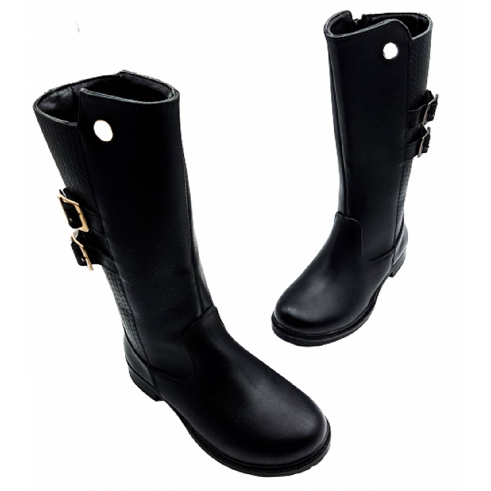 Bota Larga Niña Dama Moda 100% Piel 3354-N Negro 22 Al 26.