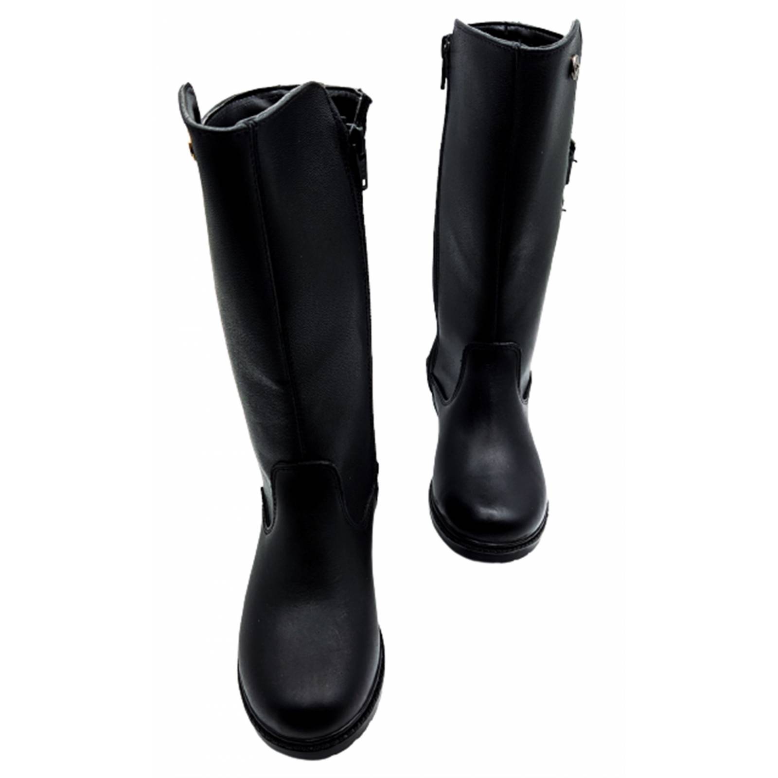 Bota Larga Niña Dama Moda 100% Piel 3354-N Negro 22 Al 26.