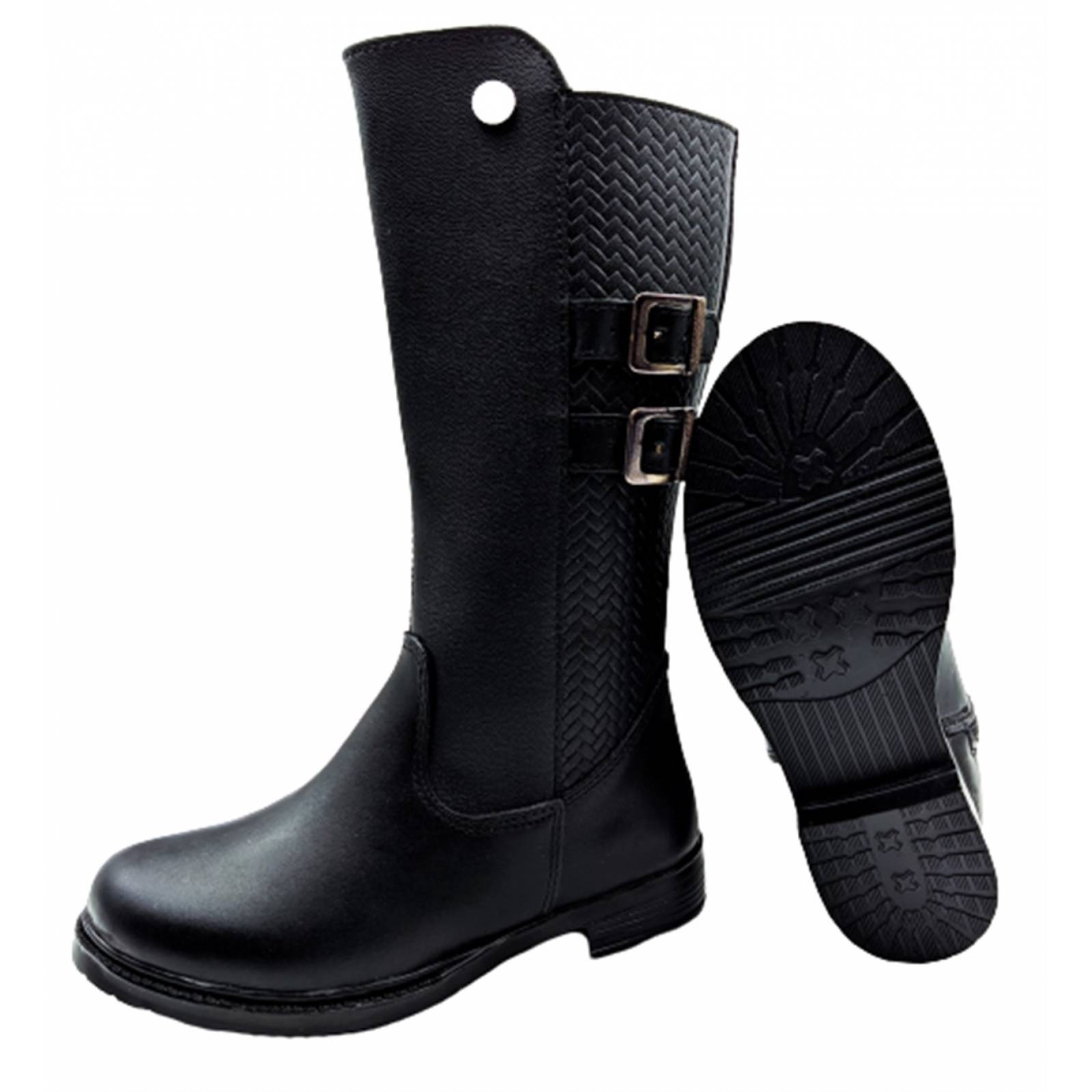 Bota Larga Niña Dama Moda 100% Piel 3354-N Negro 22 Al 26.