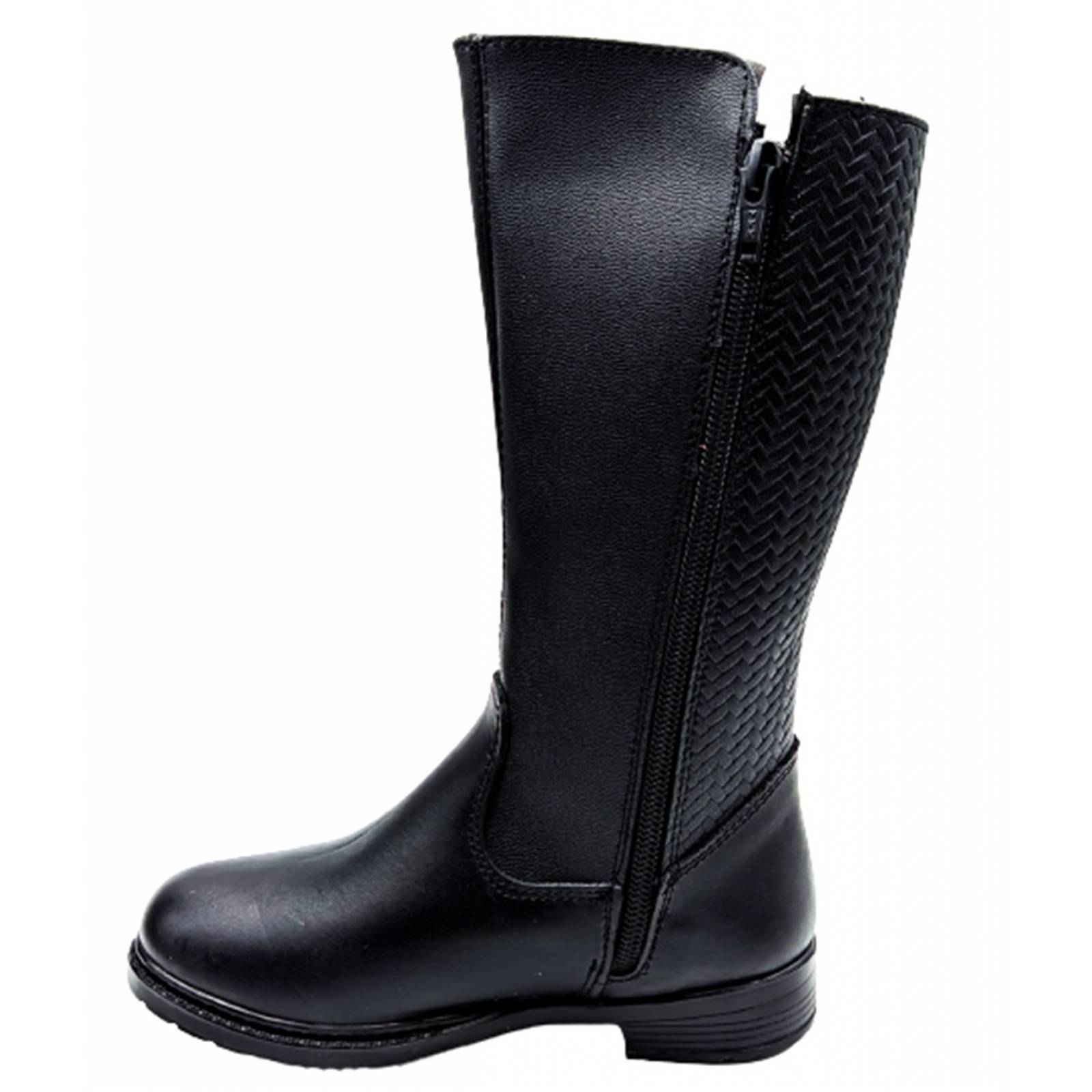 Bota Larga Niña Dama Moda 100% Piel 3354-N Negro 22 Al 26.