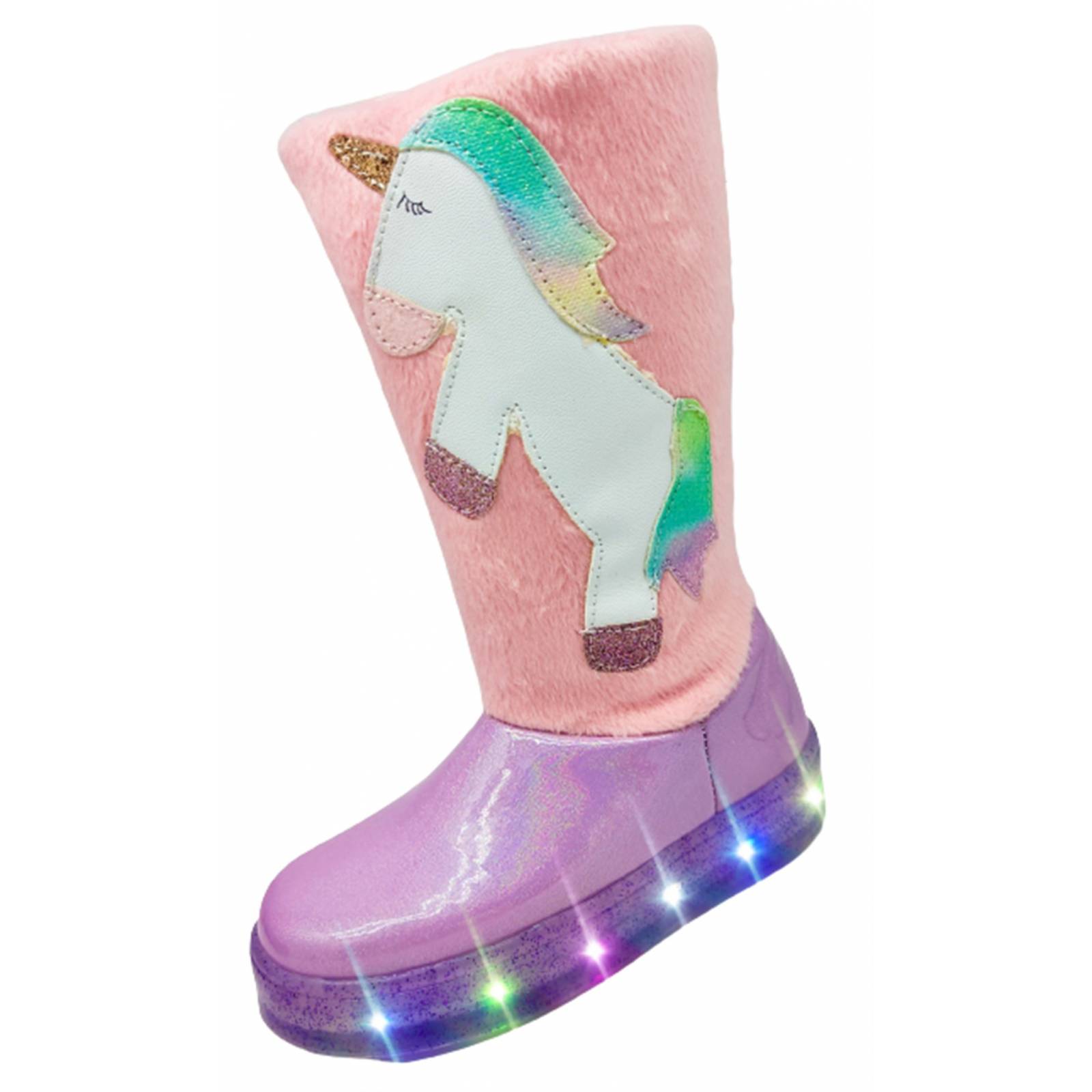 Bota Niña Unicornio Led Invierno Luces Larga Rosa 4009-LI (15.0 - 21.5).