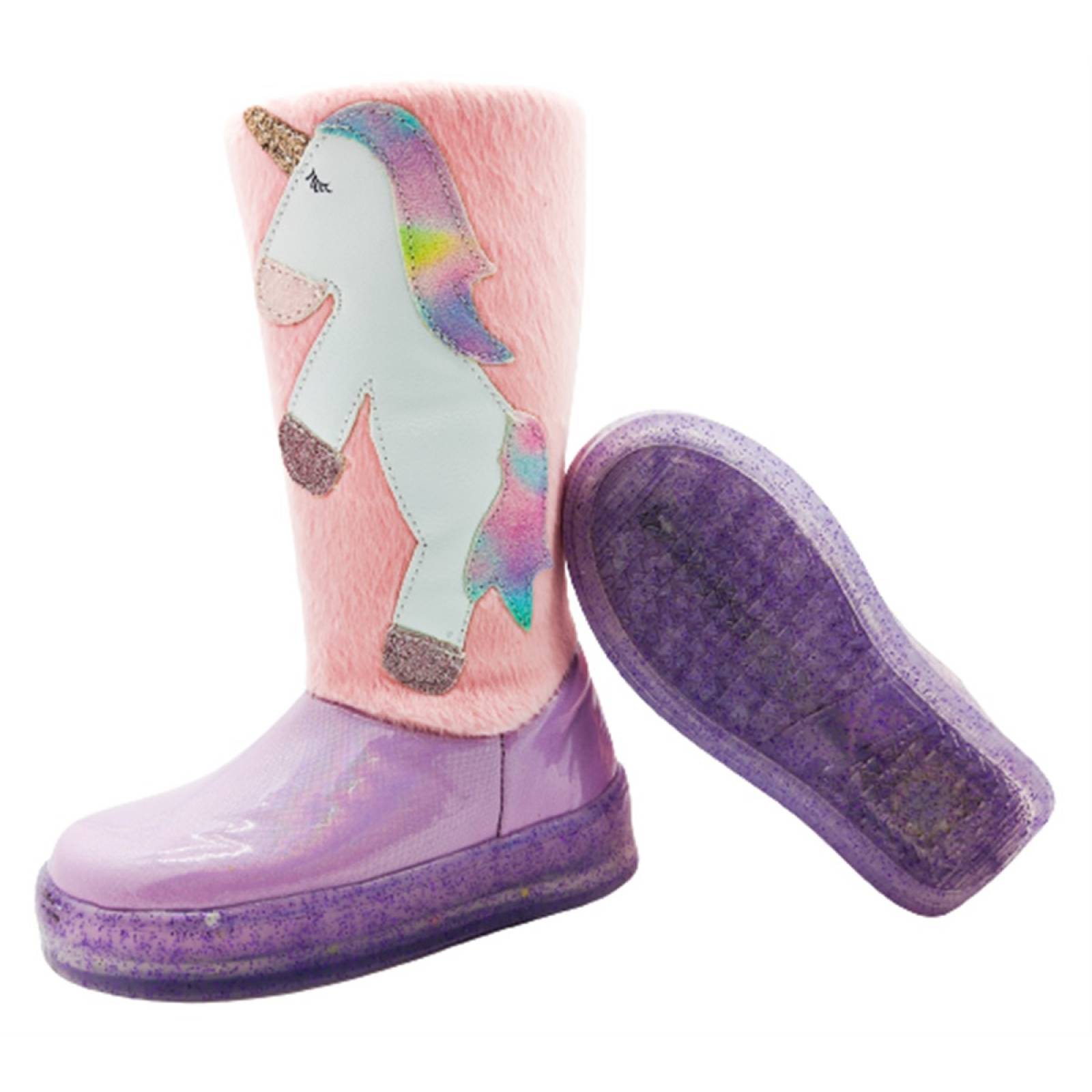 Bota Niña Unicornio Led Invierno Luces Larga Rosa 4009-LI (15.0 - 21.5).