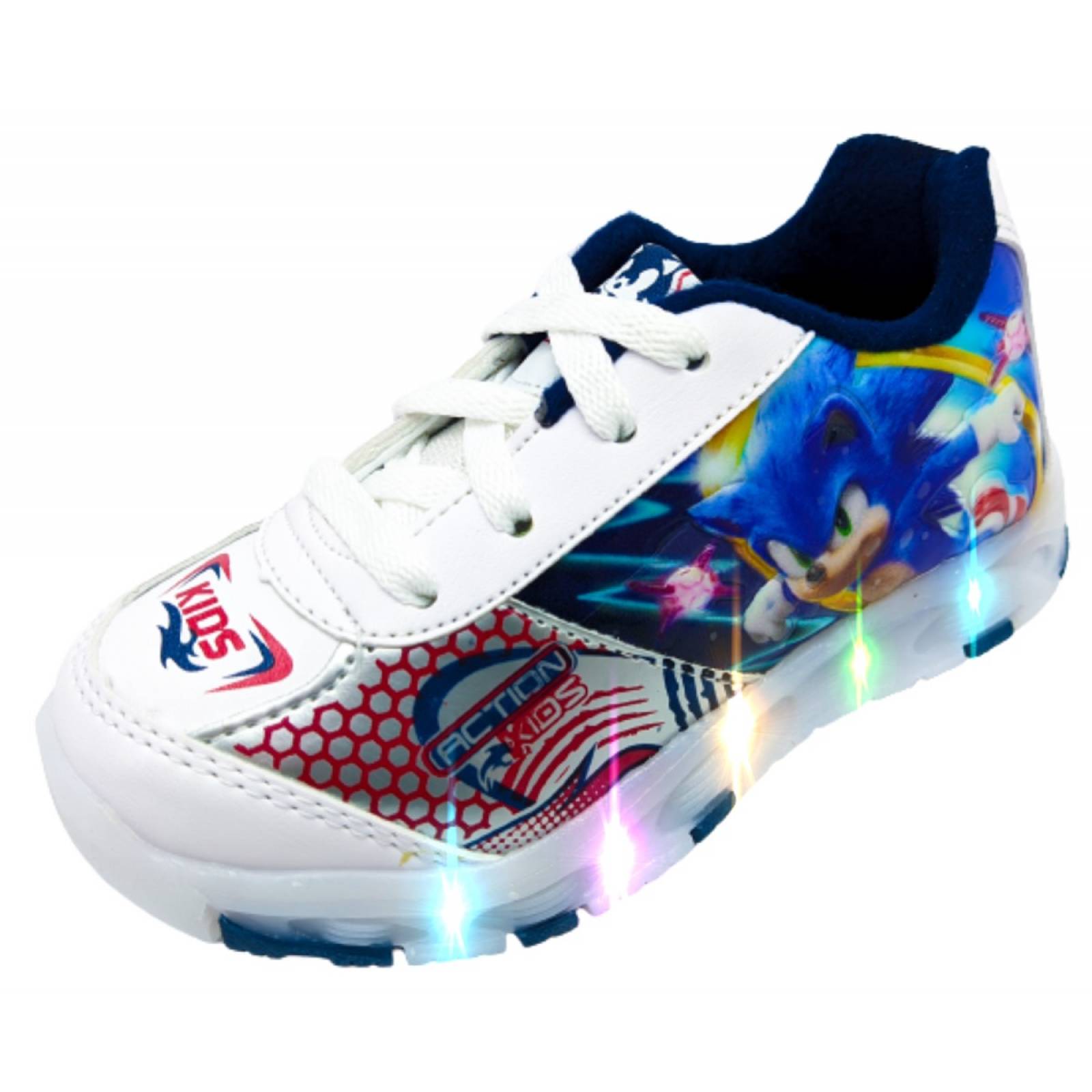 Tenis Niño Sonic Luces Led The Hedgehog Blanco Marino 750-bm (12.0 - 21.5)