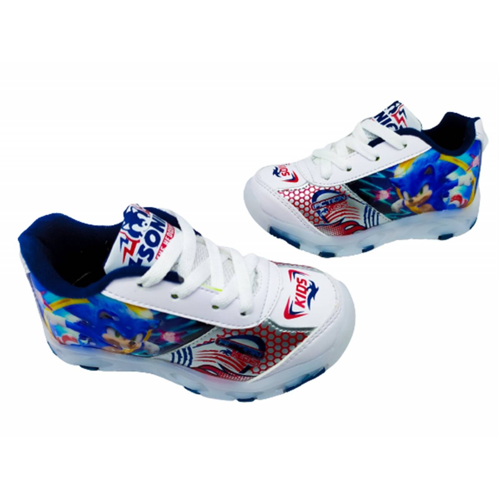 Tenis Niño Sonic Luces Led The Hedgehog Blanco Marino 750-bm (12.0 - 21.5)