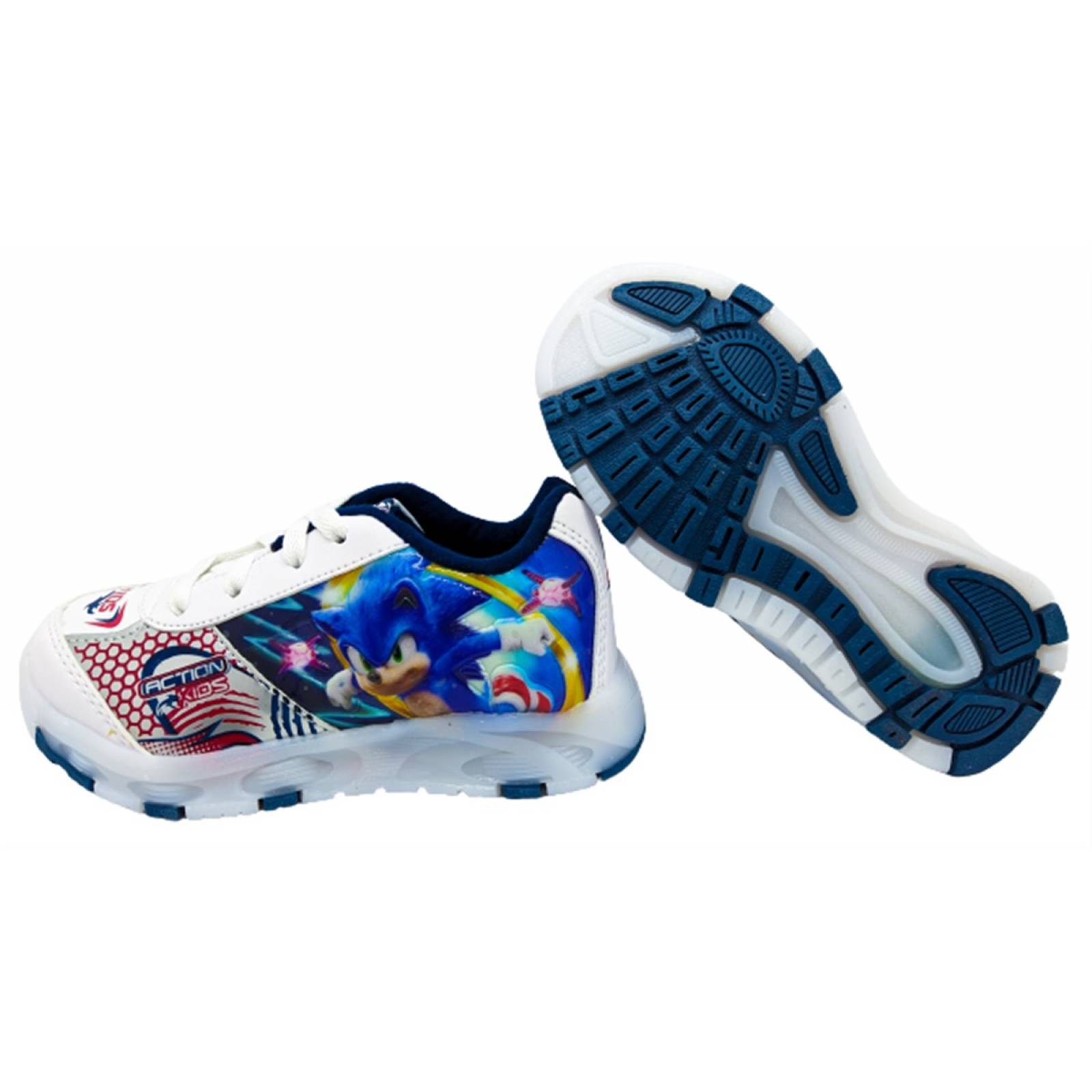 Tenis Niño Sonic Luces Led The Hedgehog Blanco Marino 750-bm (12.0 - 21.5)